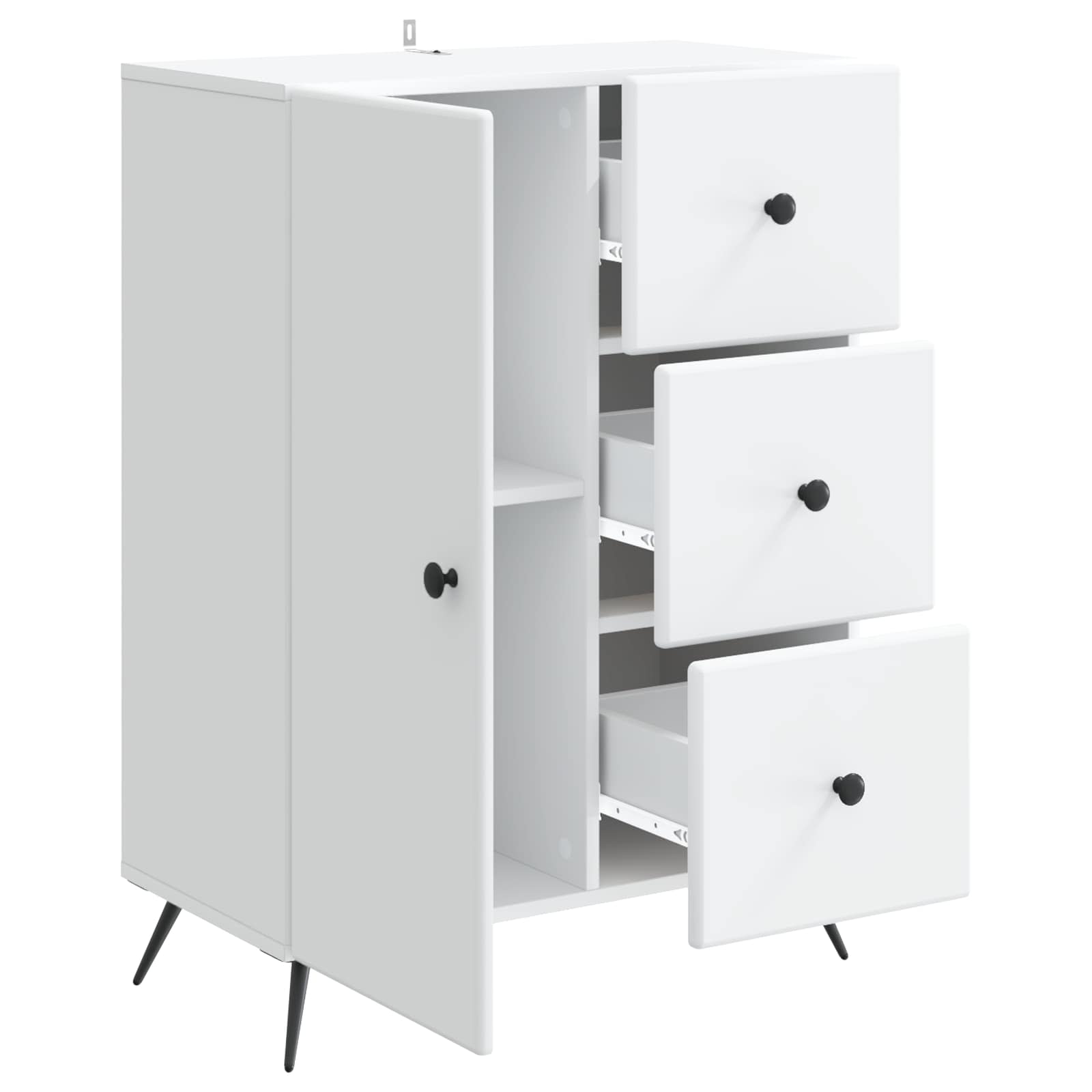 vidaXL Dressoir met lade Zwart 66 x 34,5 x 90 cm Bewerkt hout