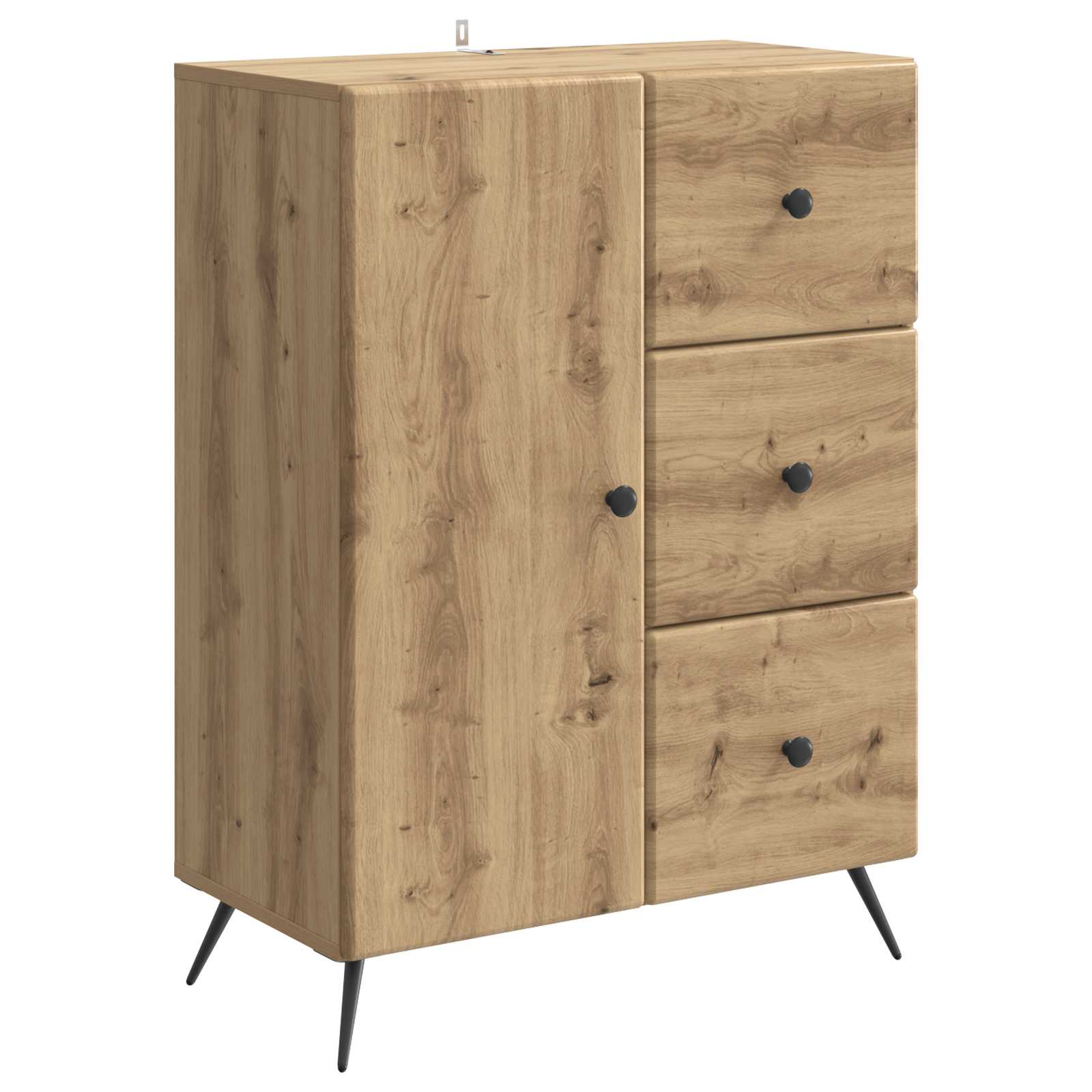vidaXL Dressoir met lade Zwart 66 x 34,5 x 90 cm Bewerkt hout