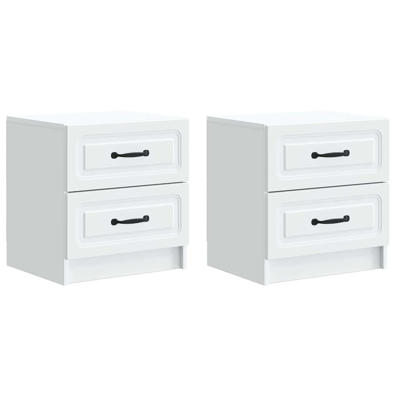 vidaXL Nachtkastje met lade 2 pcs Wit 43 x 34,5 x 44,5 cm Bewerkt hout