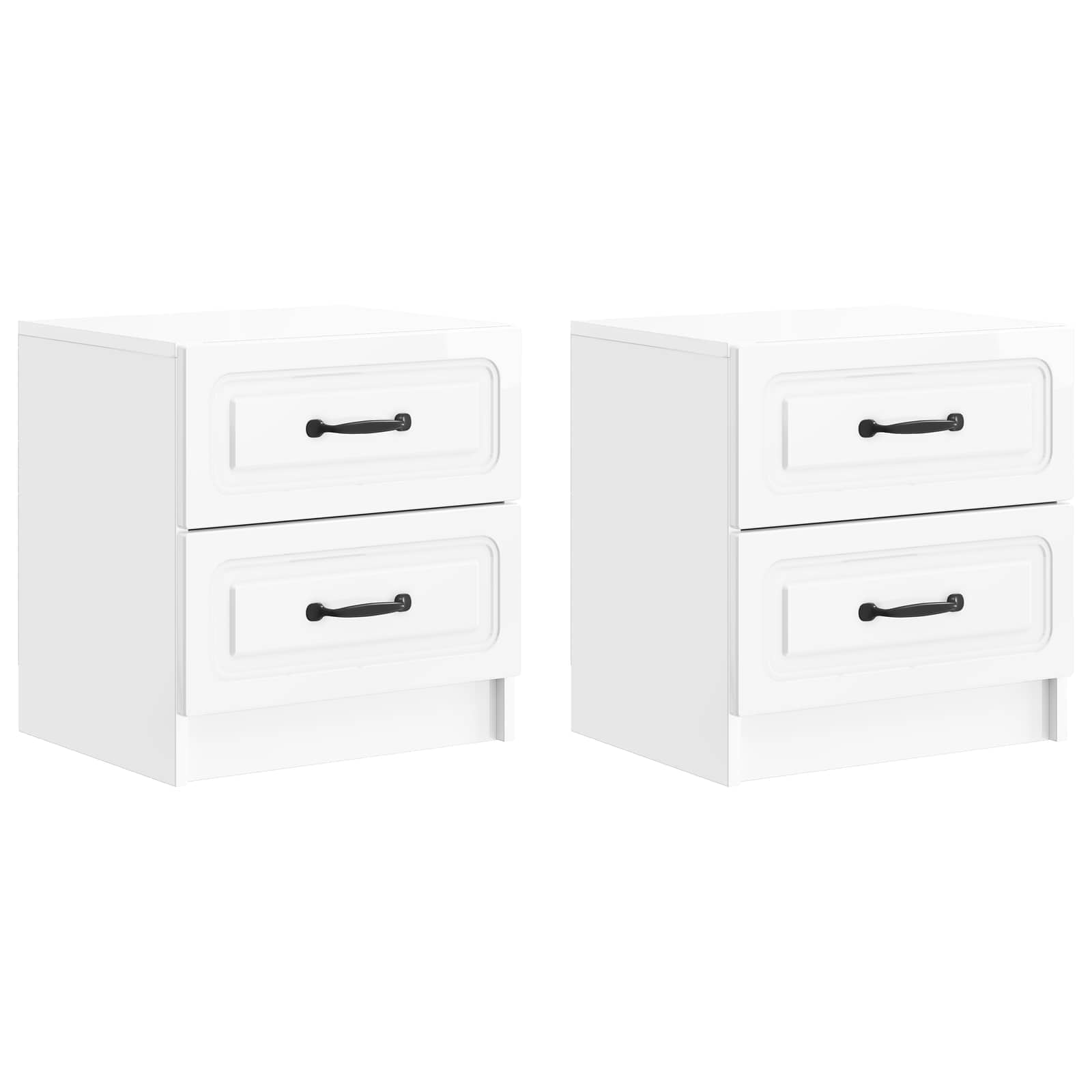 vidaXL Nachtkastje met lade 2 pcs Wit 43 x 34,5 x 44,5 cm Bewerkt hout