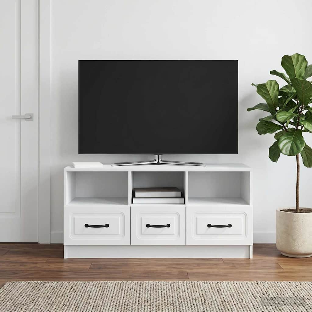 vidaXL TV-kast met lade Zwart 102 x 34,5 x 47 cm Bewerkt hout