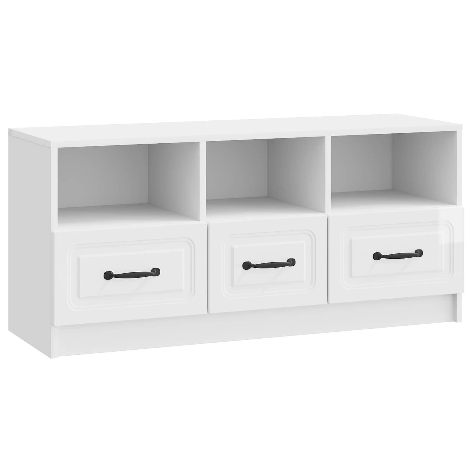 vidaXL TV-kast met lade Zwart 102 x 34,5 x 47 cm Bewerkt hout