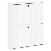 vidaXL Wandgemonteerde Schoenkast EDE 71 x 17 x 86 cm Bewerkt hout Wit