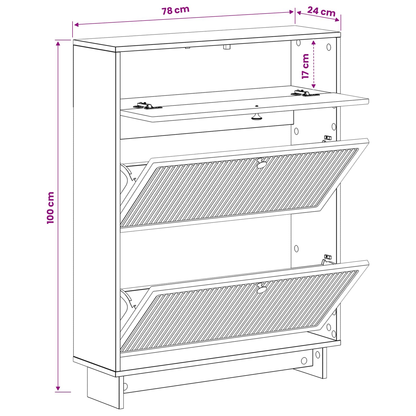 vidaXL Schoenenkast EDE 78 x 24 x 103 cm Bewerkt hout Wit