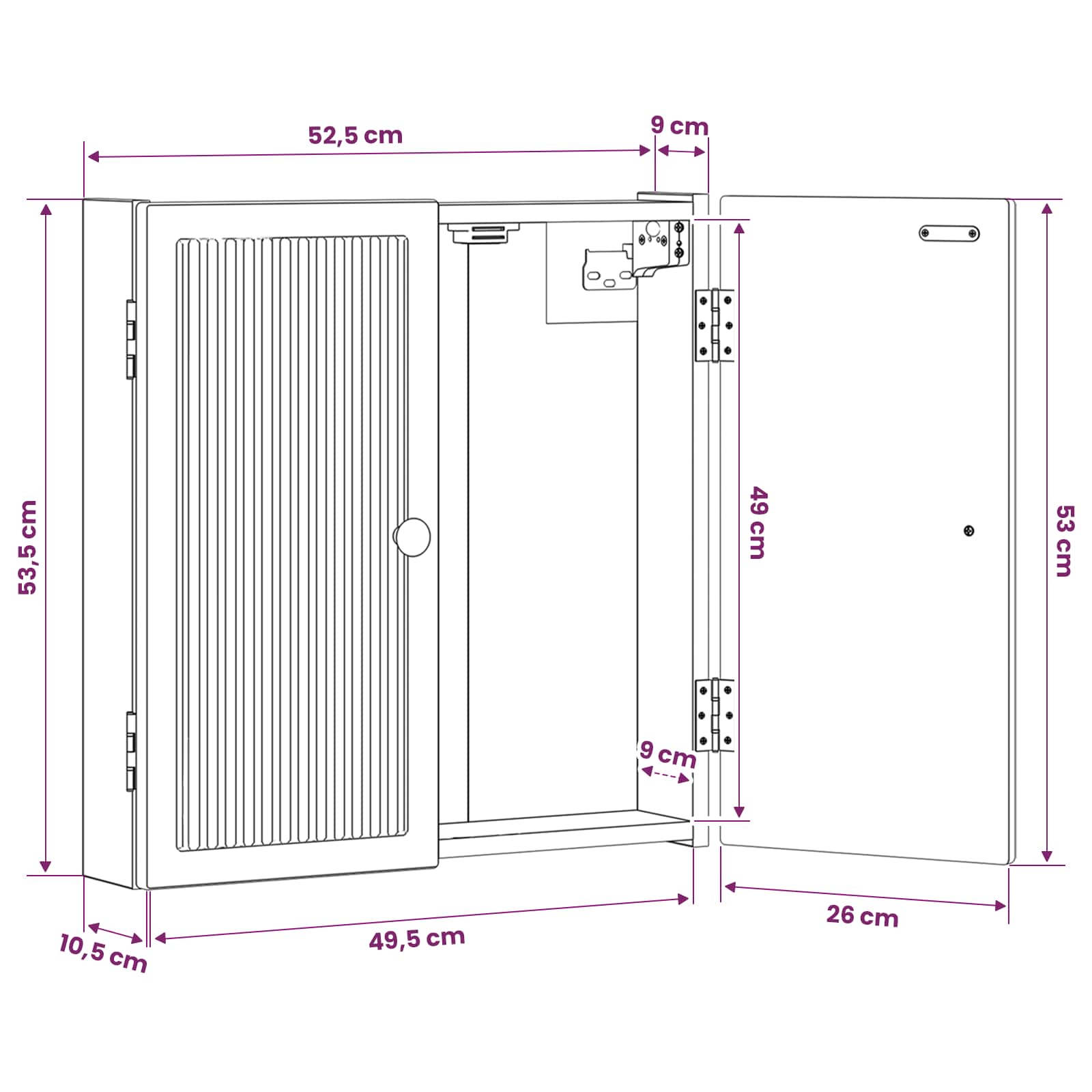vidaXL Dartbord Kabinet EDE Wit 52,5 x 10,5 x 53,5 cm Bewerkt hout
