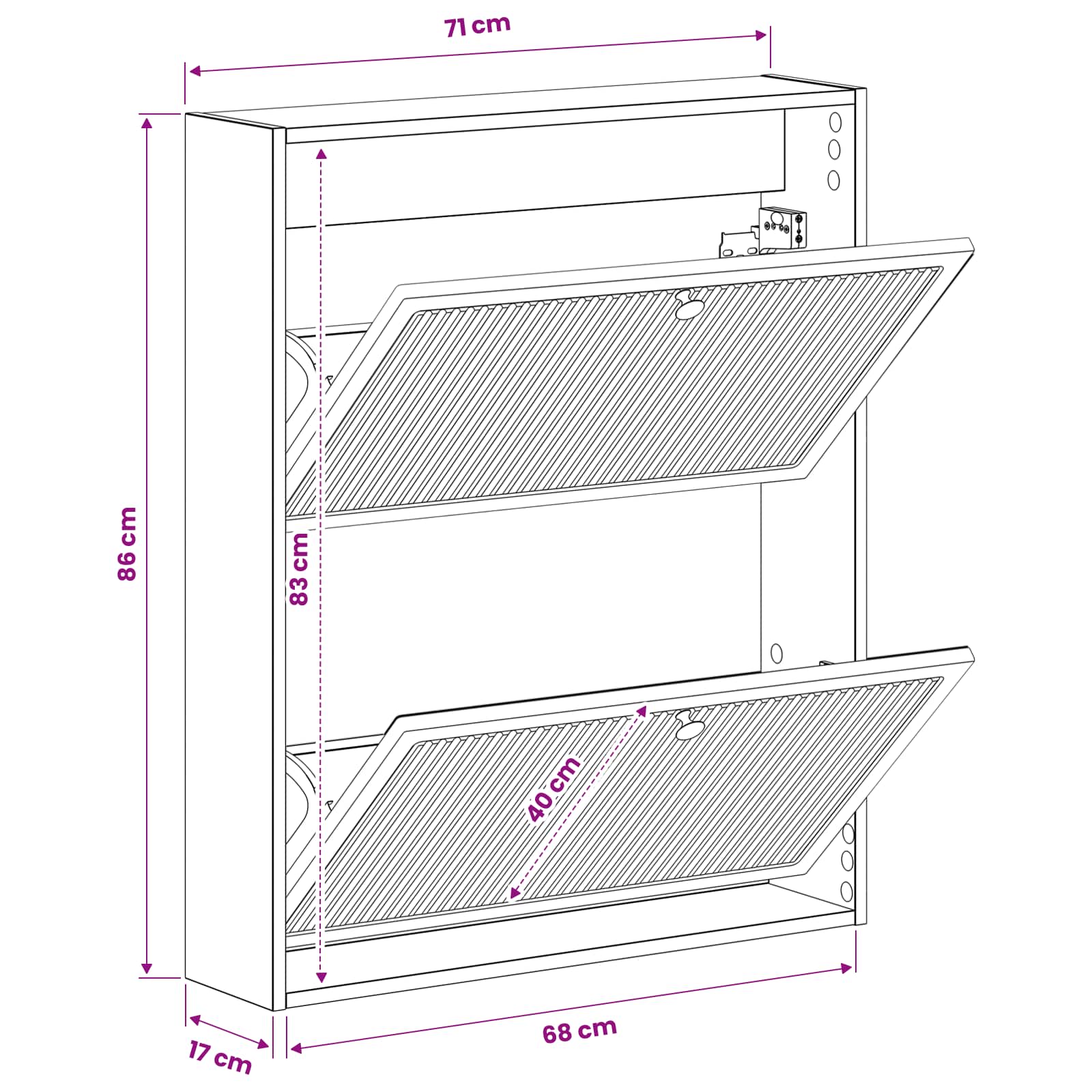 vidaXL Wandgemonteerde Schoenkast ALKMAAR 71 x 17 x 86 cm Bewerkt hout