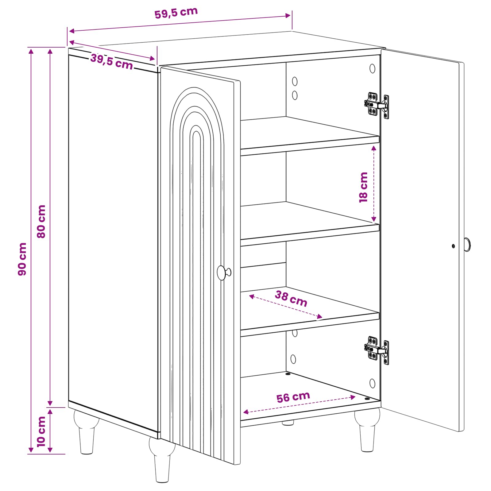 vidaXL Schoenenkast ALKMAAR 59,5 x 39,5 x 90 cm Bewerkt hout Wit