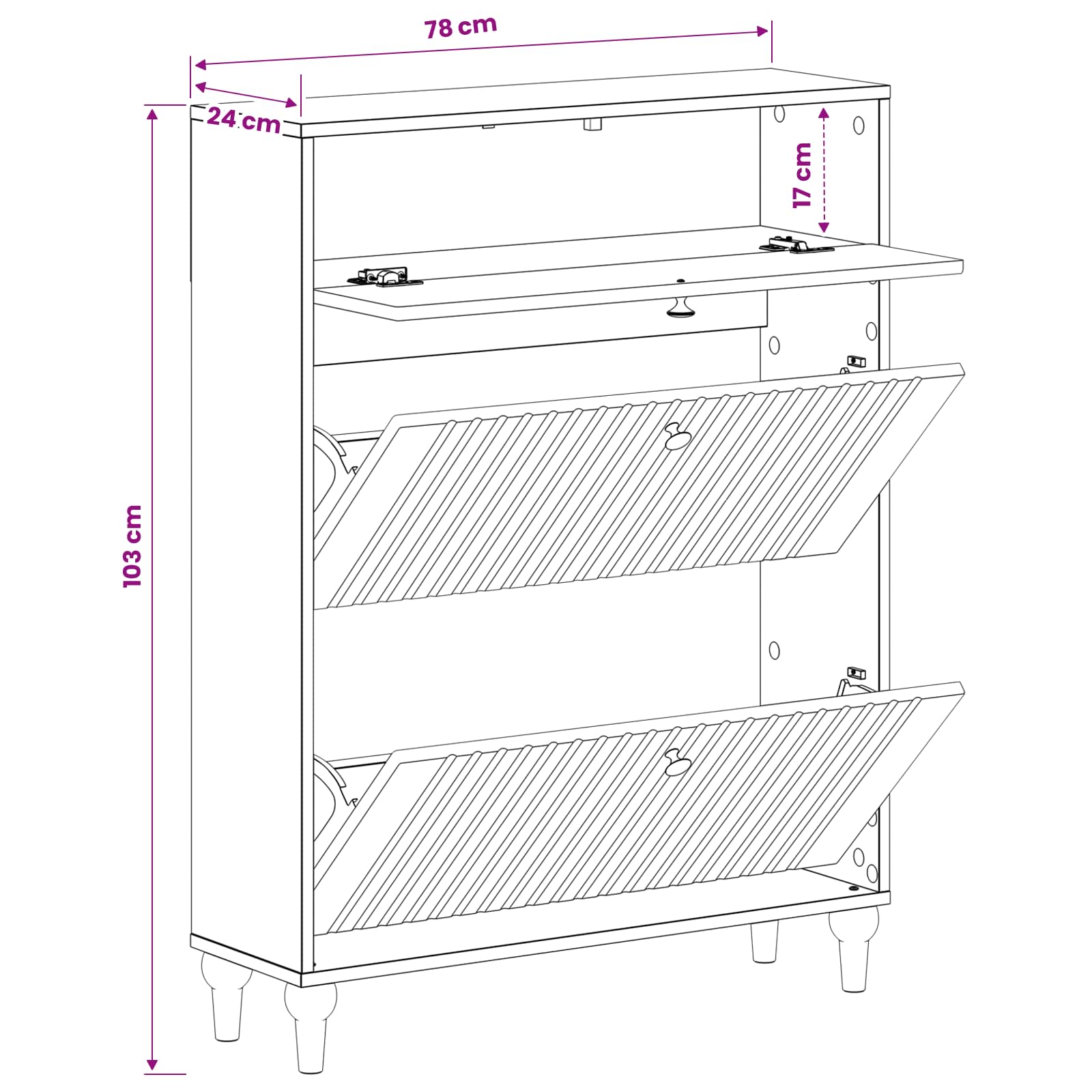 vidaXL Schoenenkast ALKMAAR 78 x 24 x 103 cm Bewerkt hout Wit
