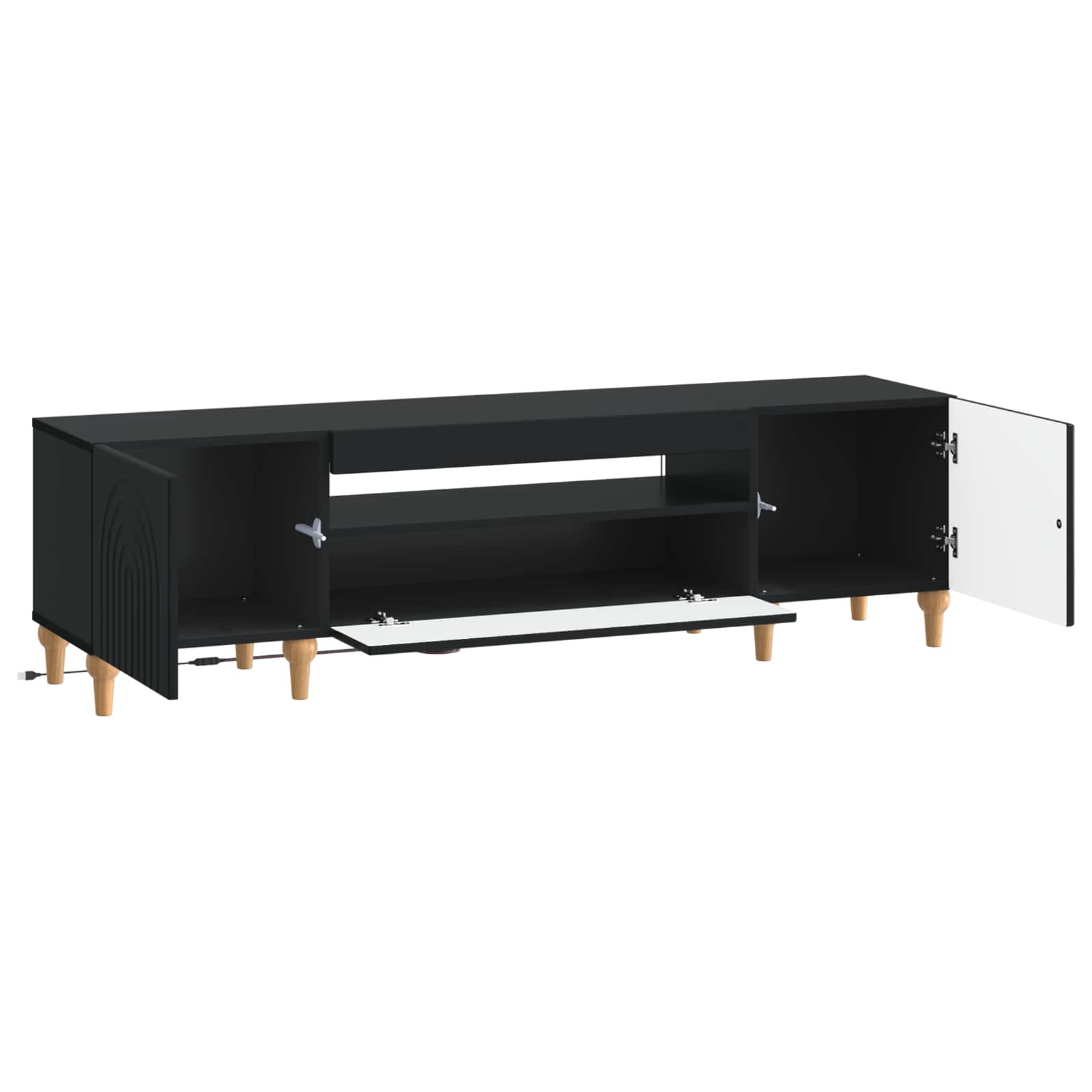 vidaXL LED tv-meubel Wit Bewerkt hout