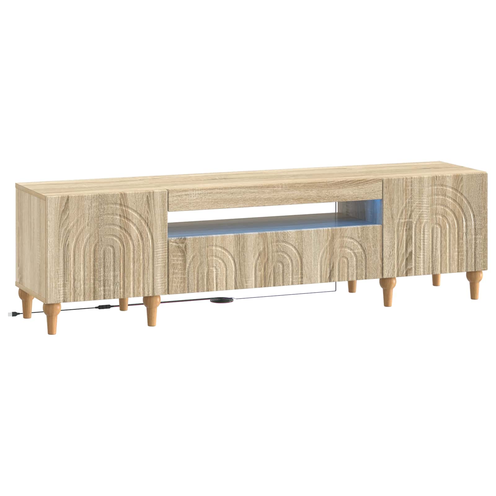 vidaXL LED tv-meubel Wit Bewerkt hout