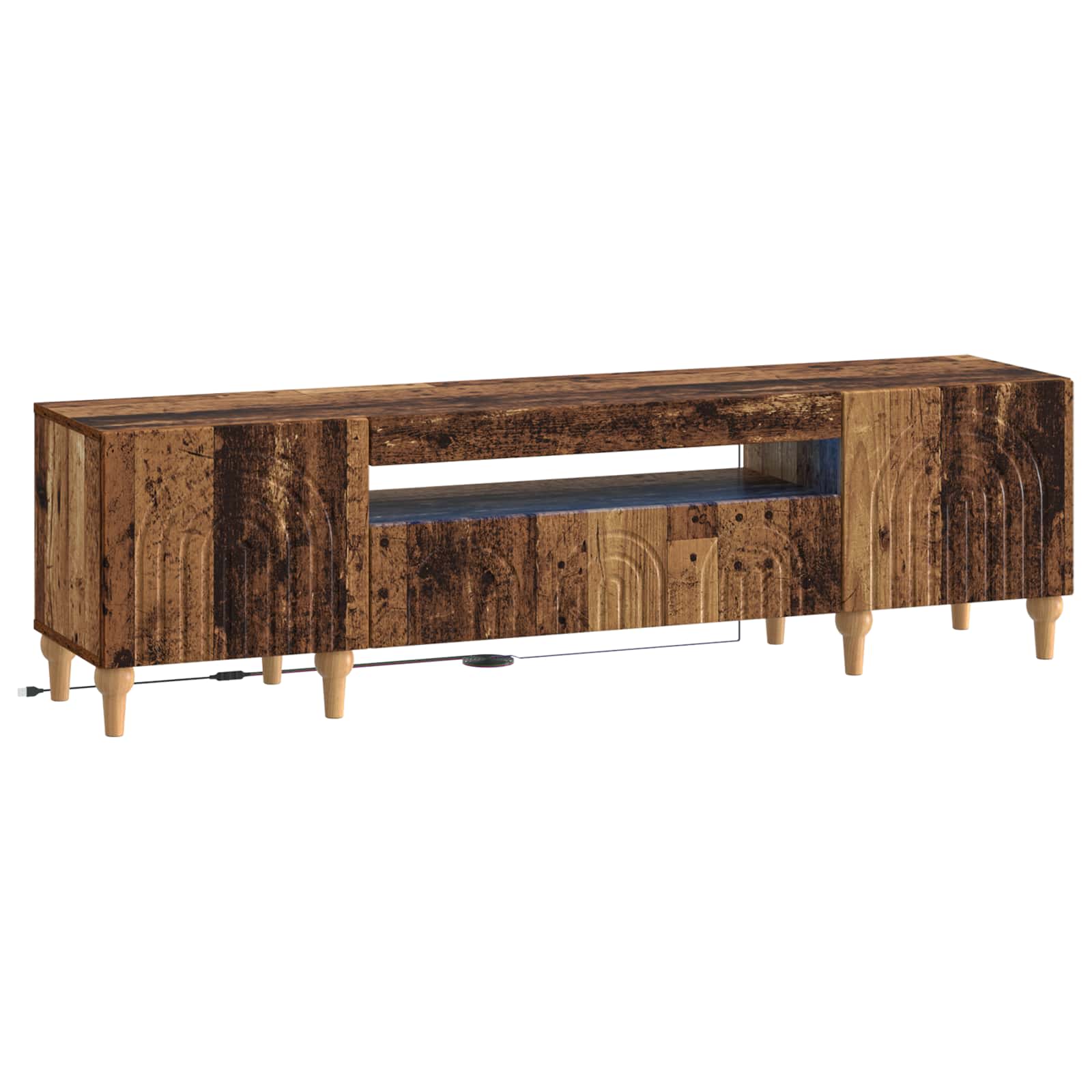 vidaXL LED tv-meubel Wit Bewerkt hout