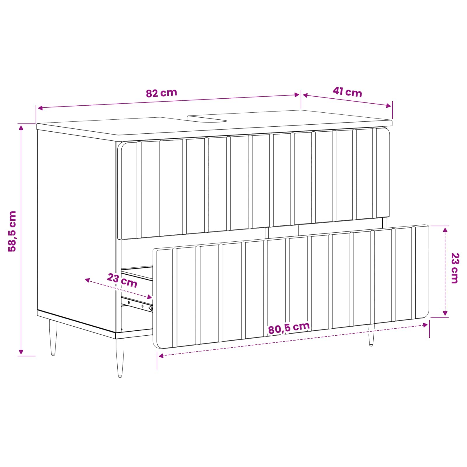 vidaXL Badkamer wastafelkast ZWOLLE Wit 82 x 41 x 58,5 cm Bewerkt hout