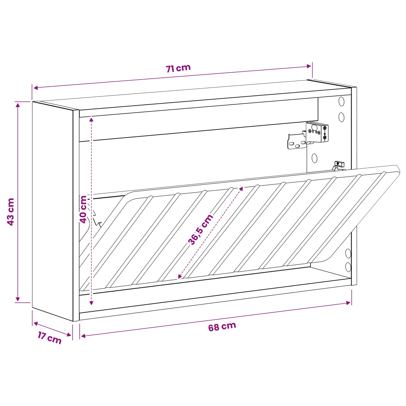 vidaXL Wandgemonteerde Schoenkast ZWOLLE 71 x 17 x 43 cm Bewerkt hout