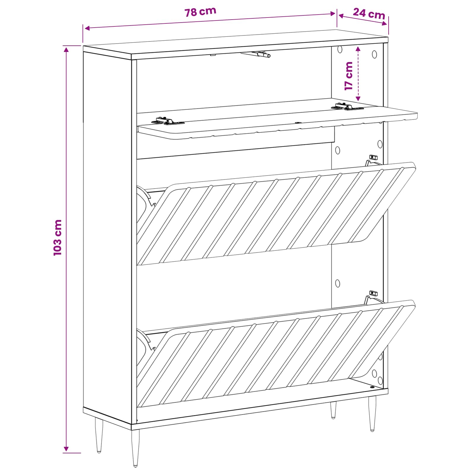 vidaXL Schoenenkast ZWOLLE 78 x 24 x 103 cm Bewerkt hout Wit