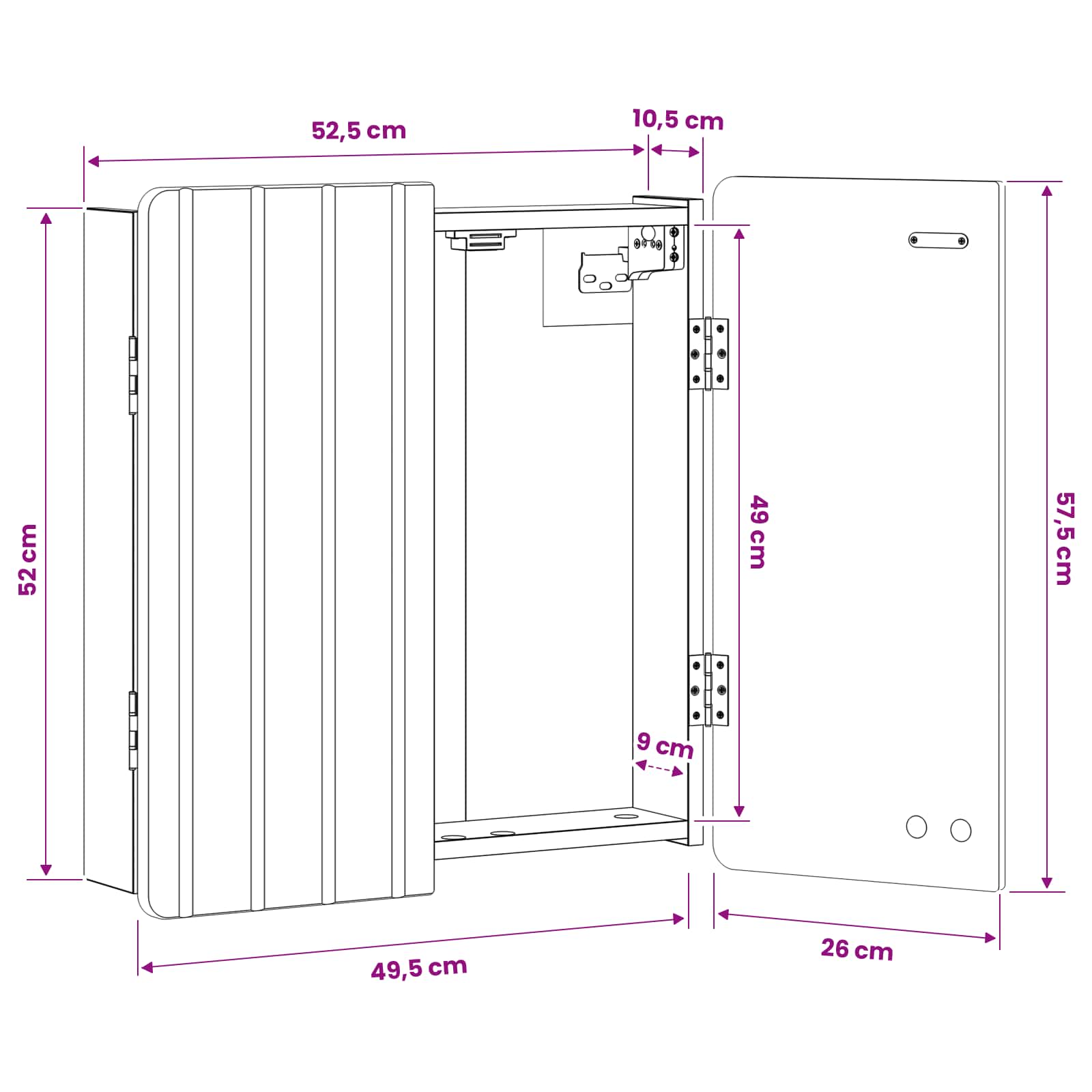 vidaXL Dartbord Kabinet ZWOLLE Wit 52,5 x 10,5 x 57,5 cm Bewerkt hout