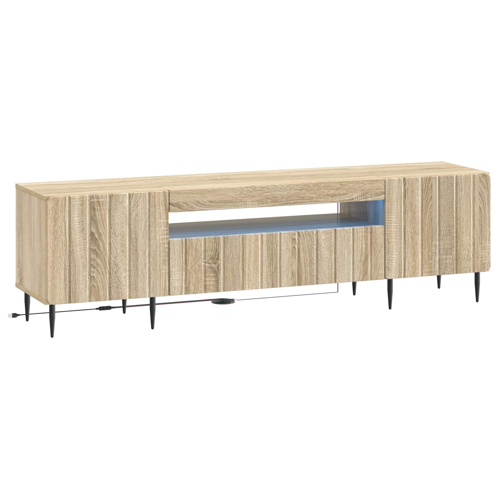 vidaXL LED tv-meubel Wit Bewerkt hout