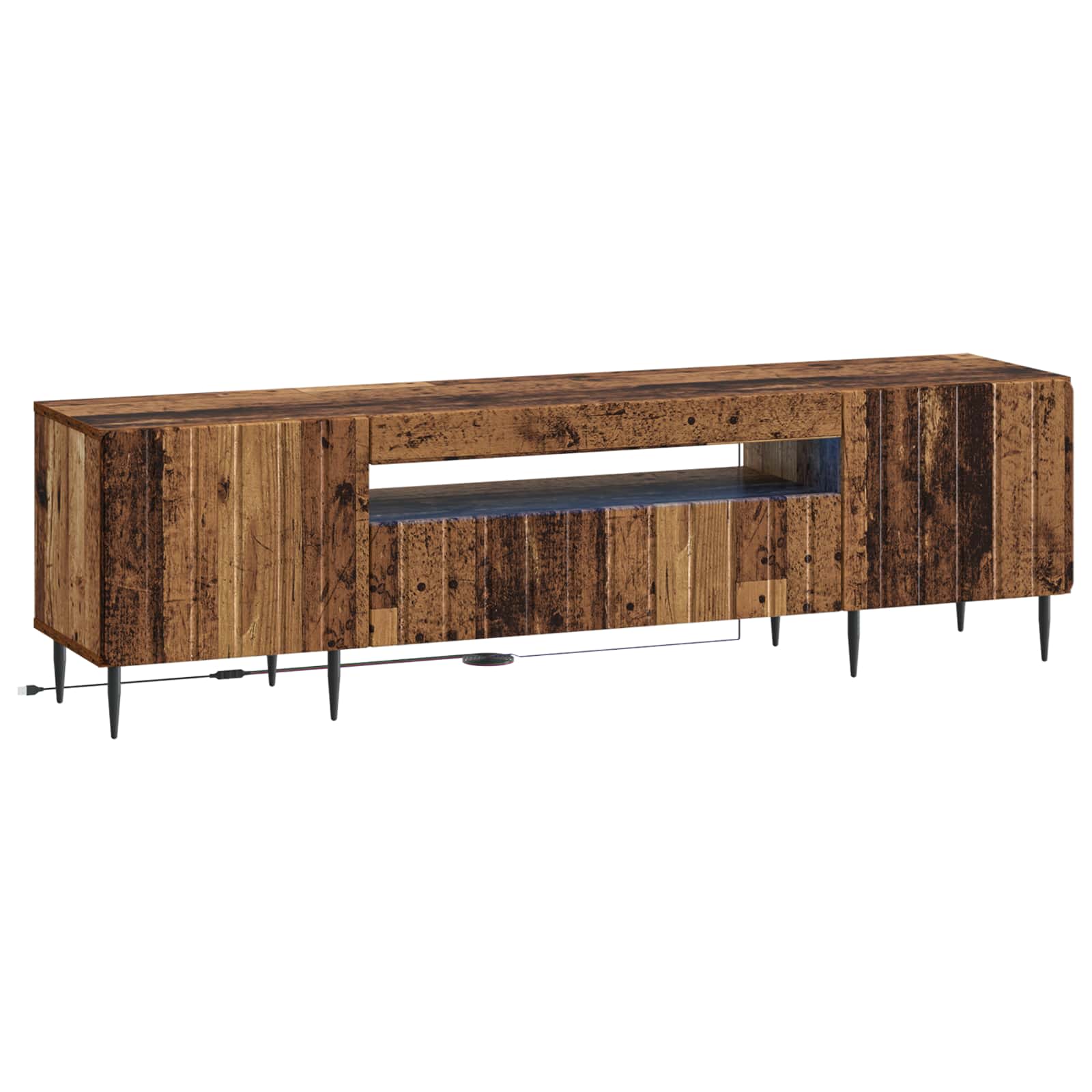 vidaXL LED tv-meubel Wit Bewerkt hout