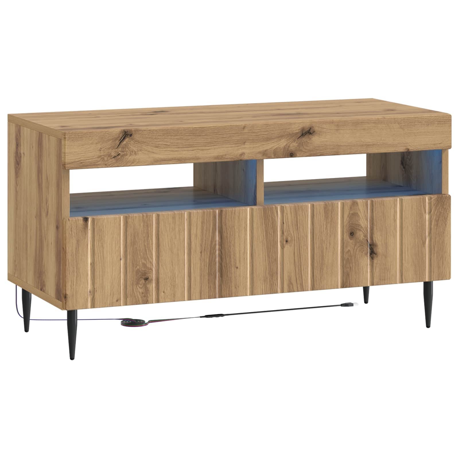 vidaXL LED tv-meubel Wit Bewerkt hout