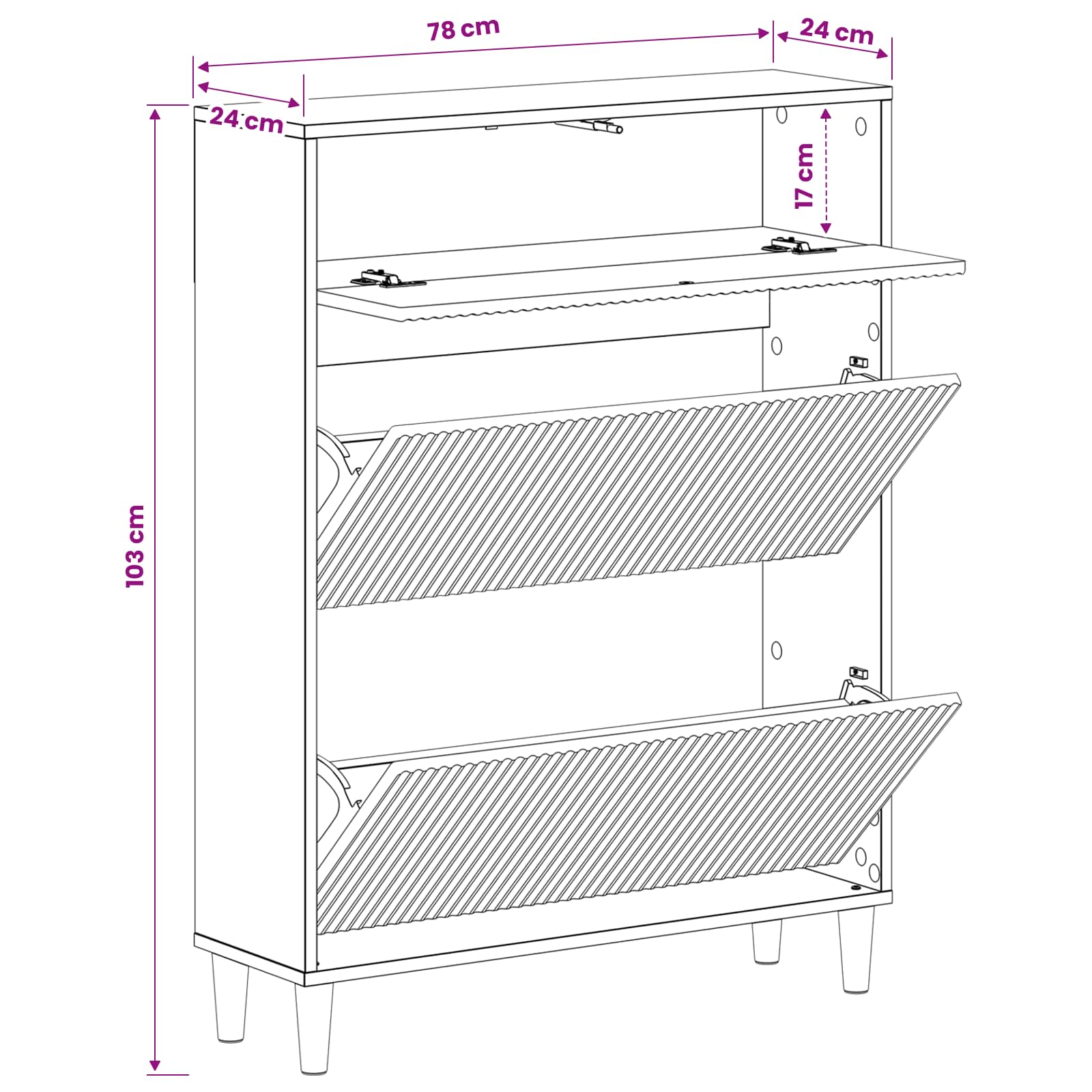 vidaXL Schoenenkast ARNHEM 78 x 24 x 103 cm Bewerkt hout Wit