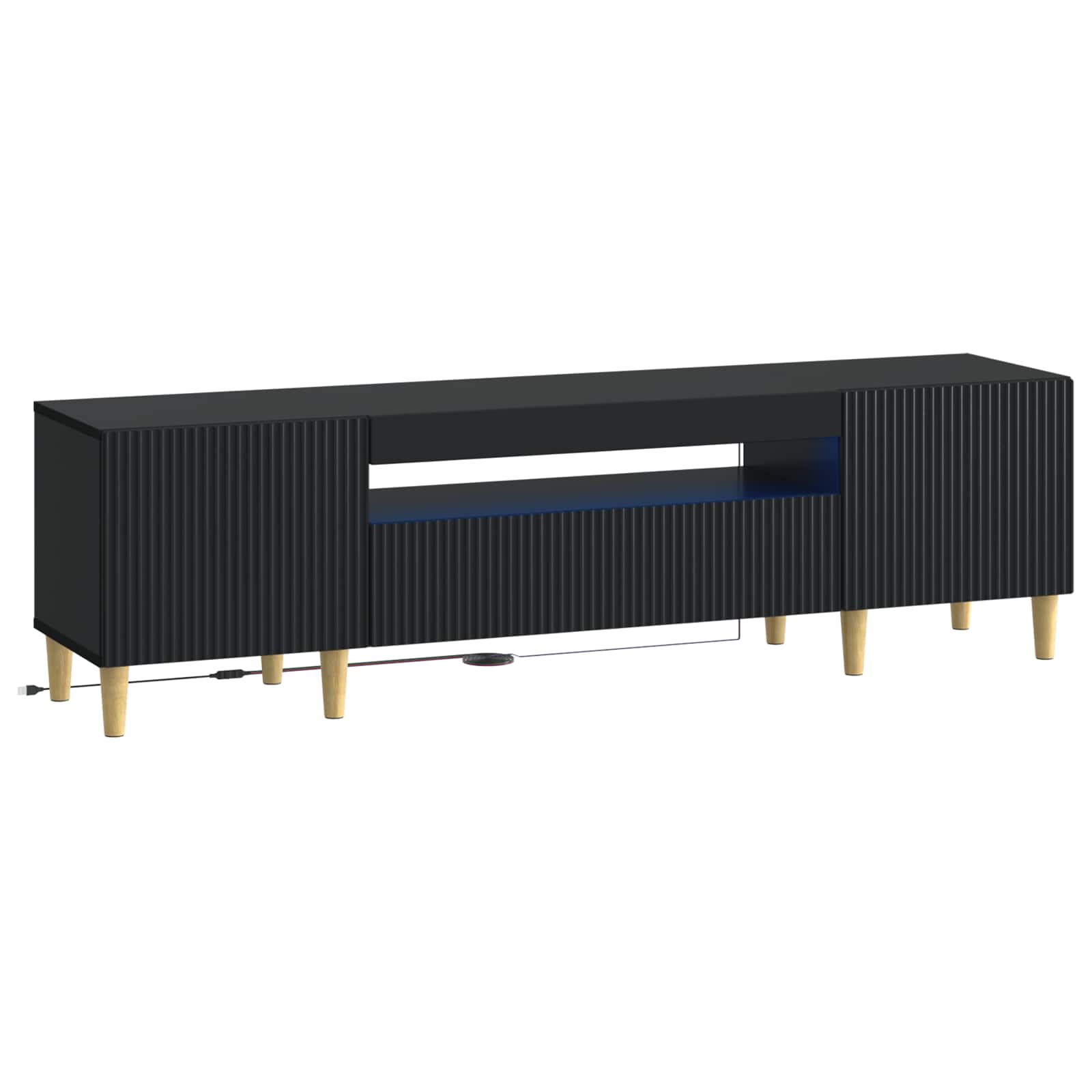vidaXL LED tv-meubel Wit Bewerkt hout