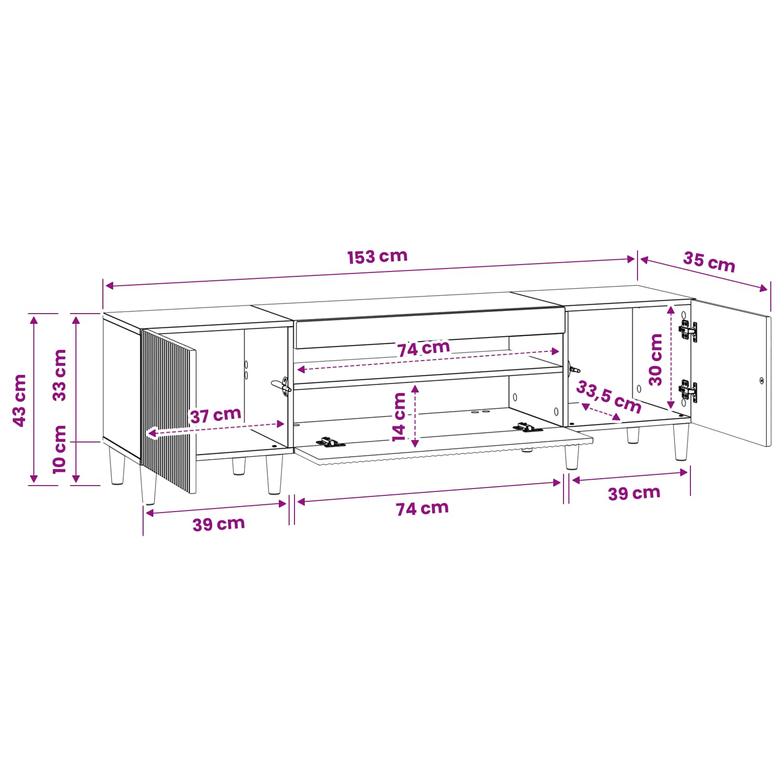 vidaXL LED tv-meubel Wit Bewerkt hout