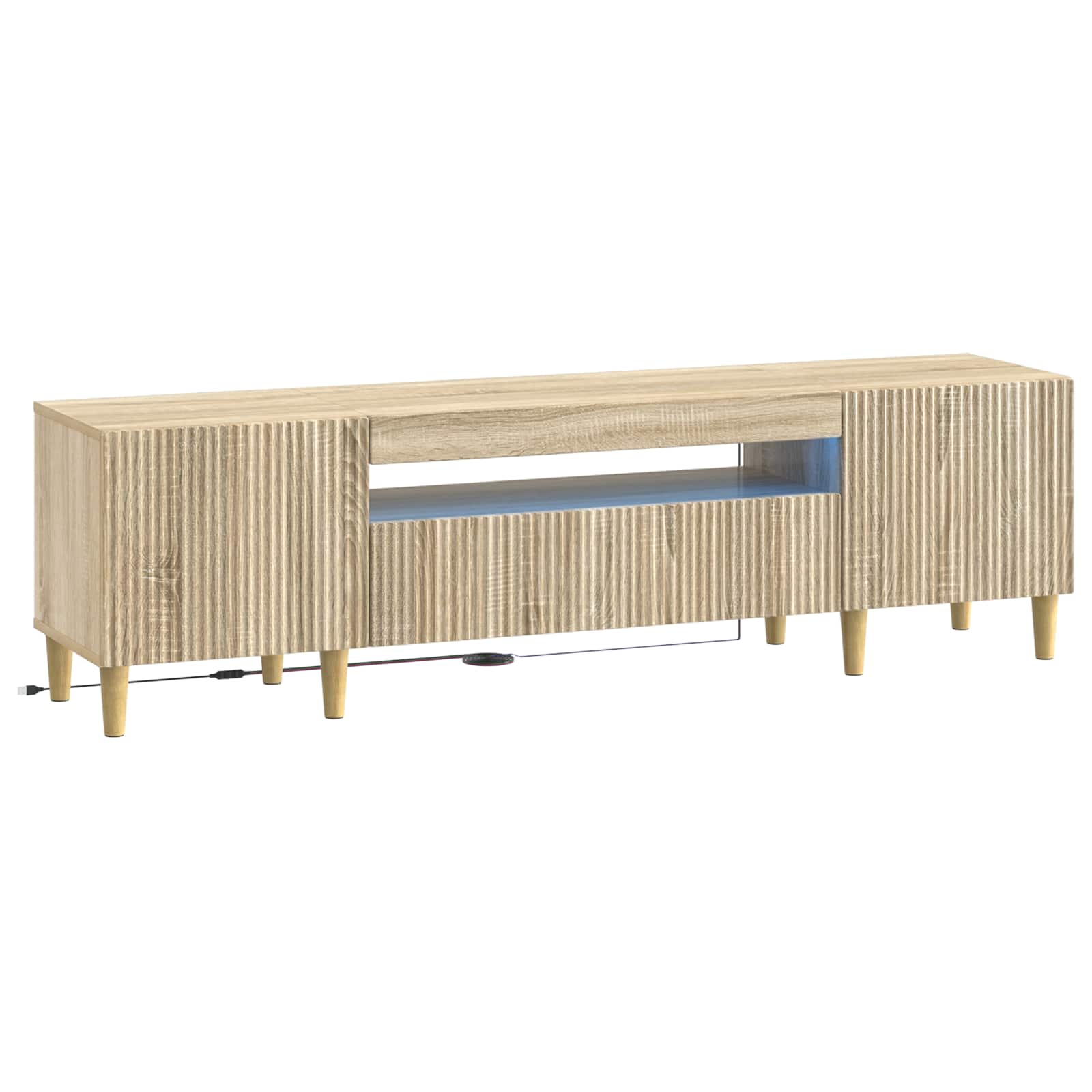 vidaXL LED tv-meubel Wit Bewerkt hout