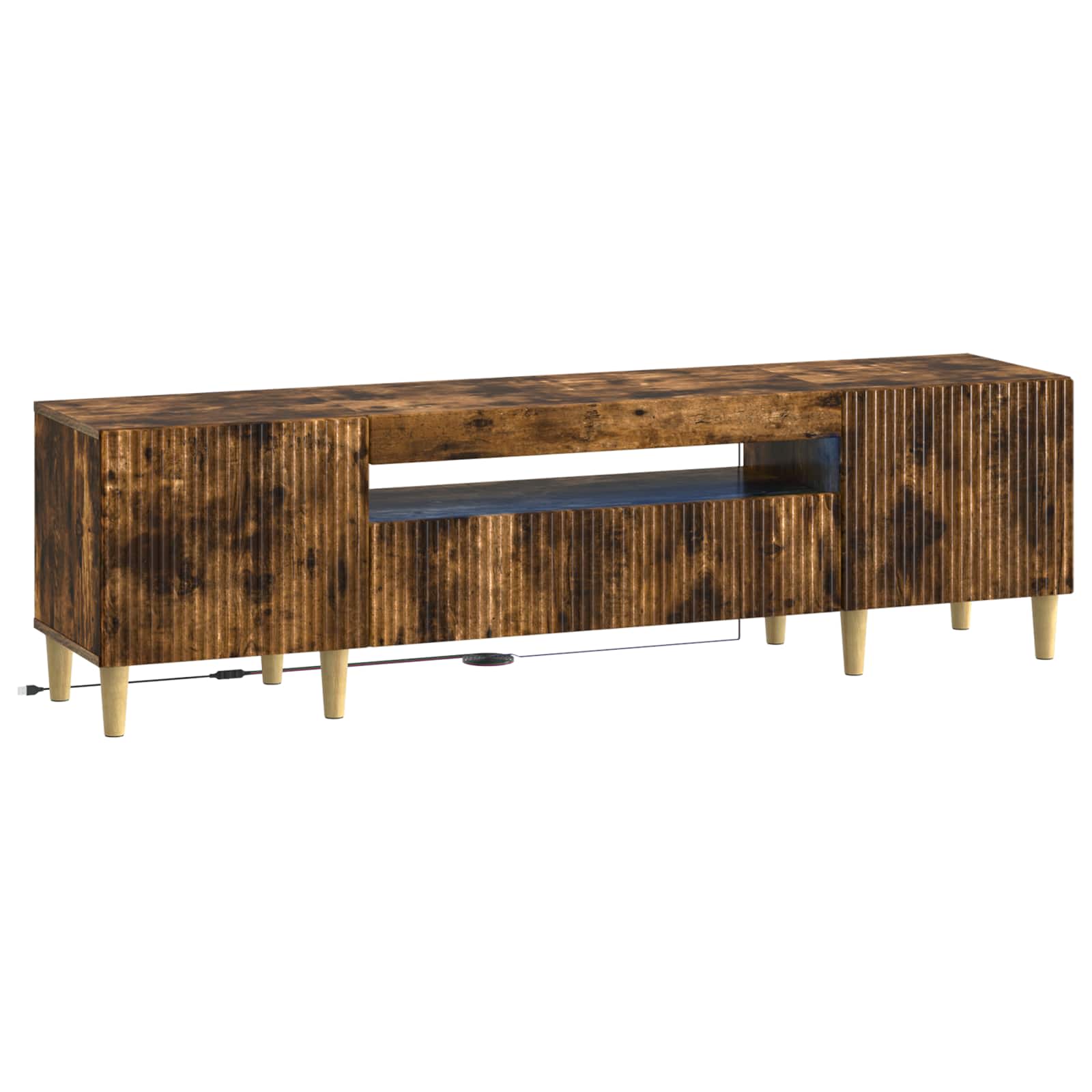 vidaXL LED tv-meubel Wit Bewerkt hout