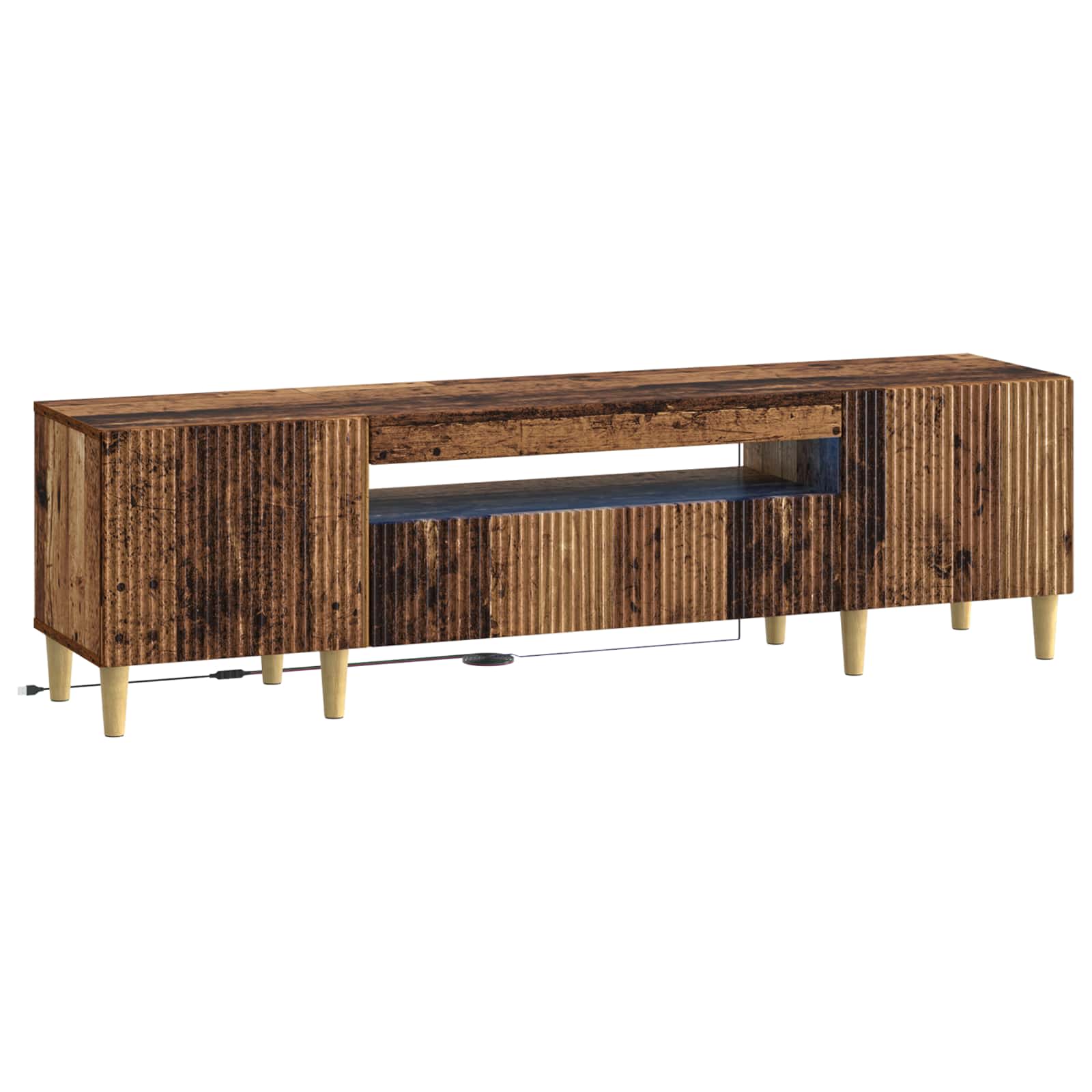 vidaXL LED tv-meubel Wit Bewerkt hout