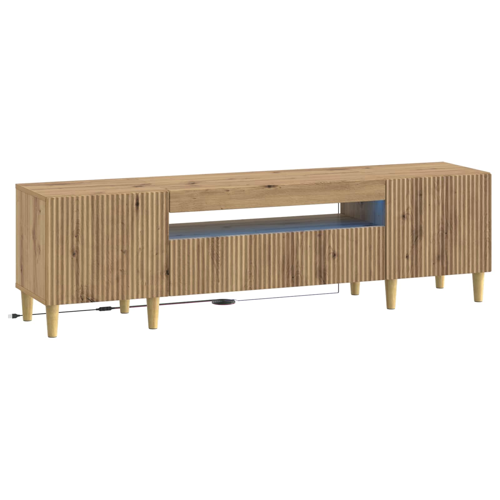 vidaXL LED tv-meubel Wit Bewerkt hout