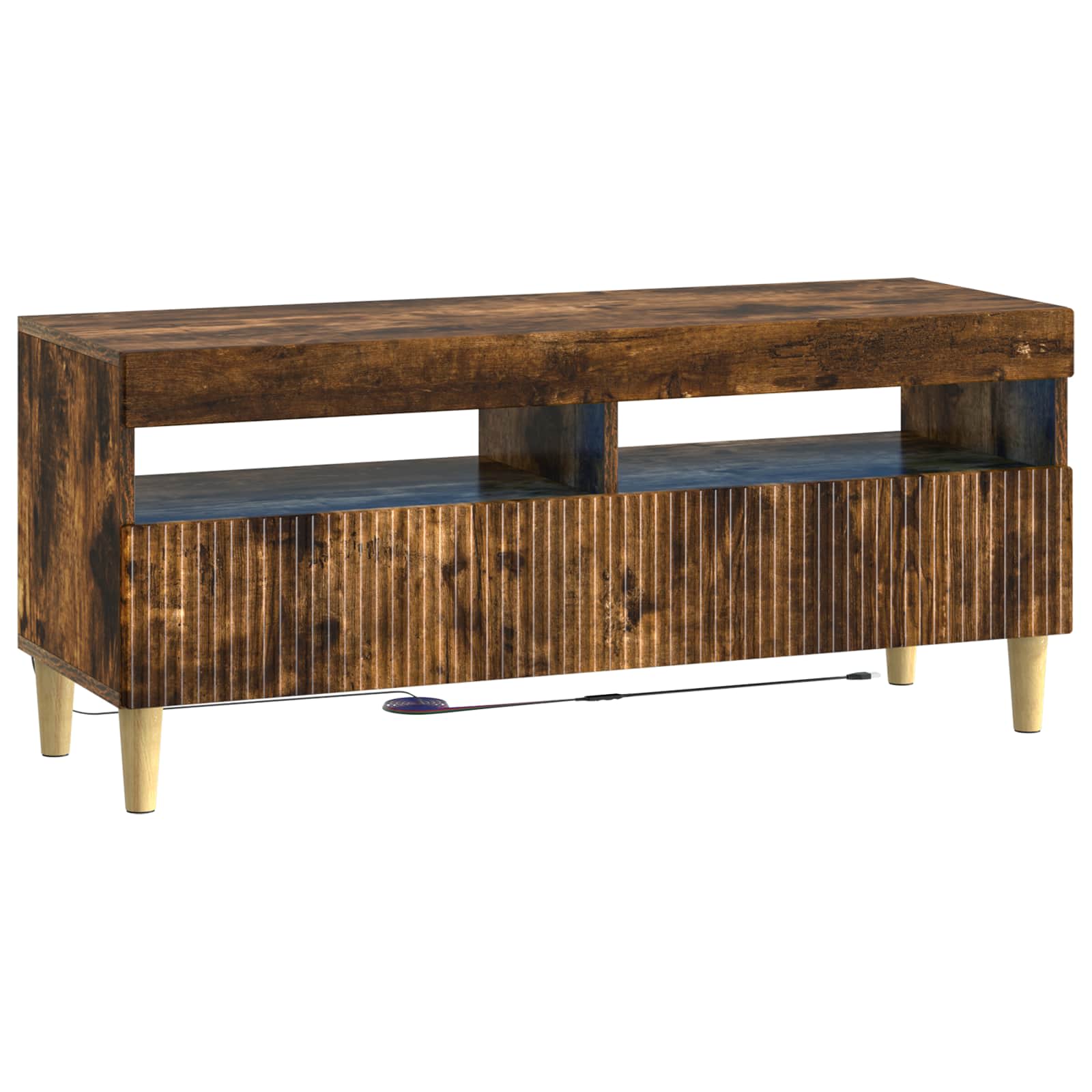 vidaXL LED tv-meubel Wit Bewerkt hout
