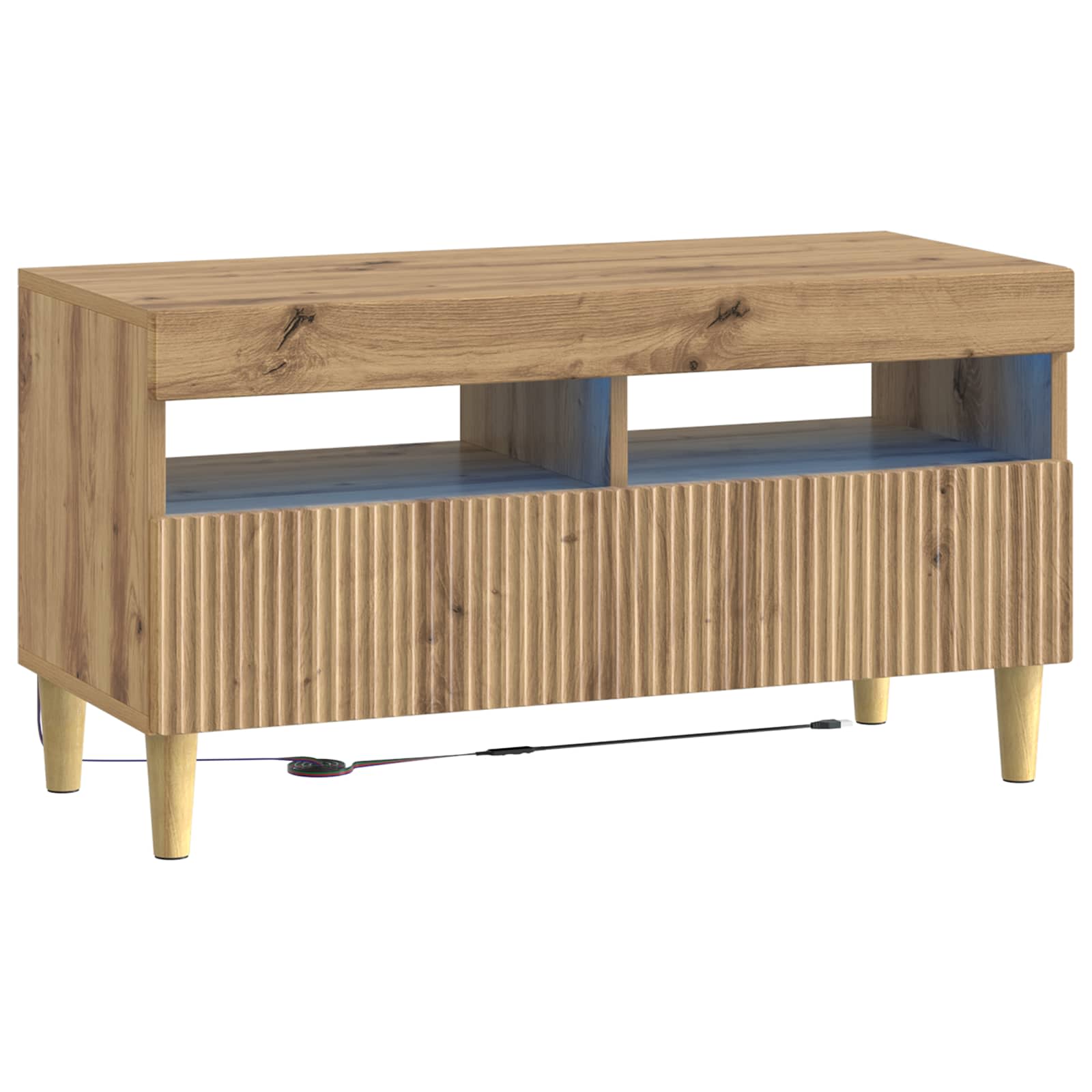 vidaXL LED tv-meubel Wit Bewerkt hout