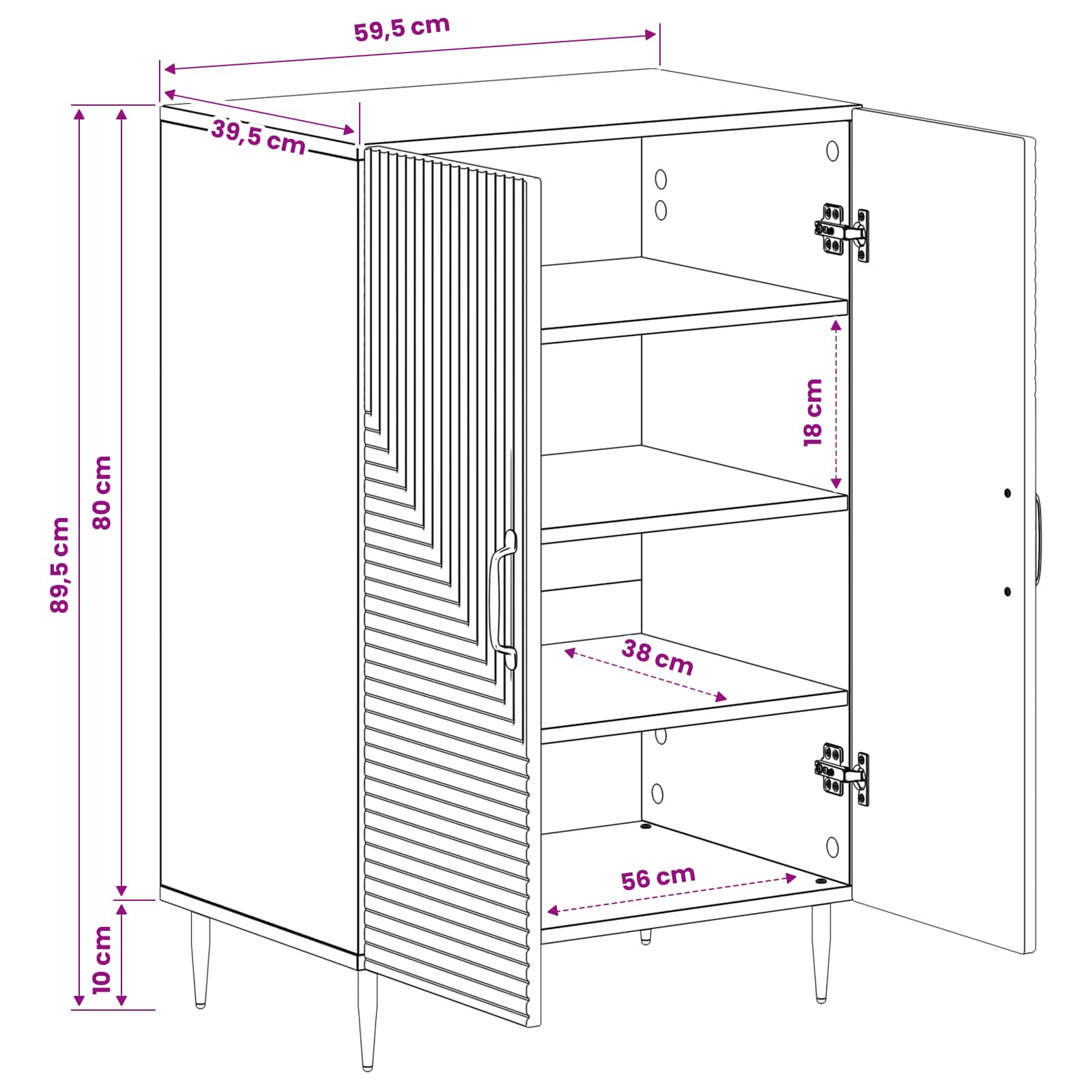 vidaXL Schoenenkast HAARLEM 59,5 x 39,5 x 89,5 cm Bewerkt hout Wit