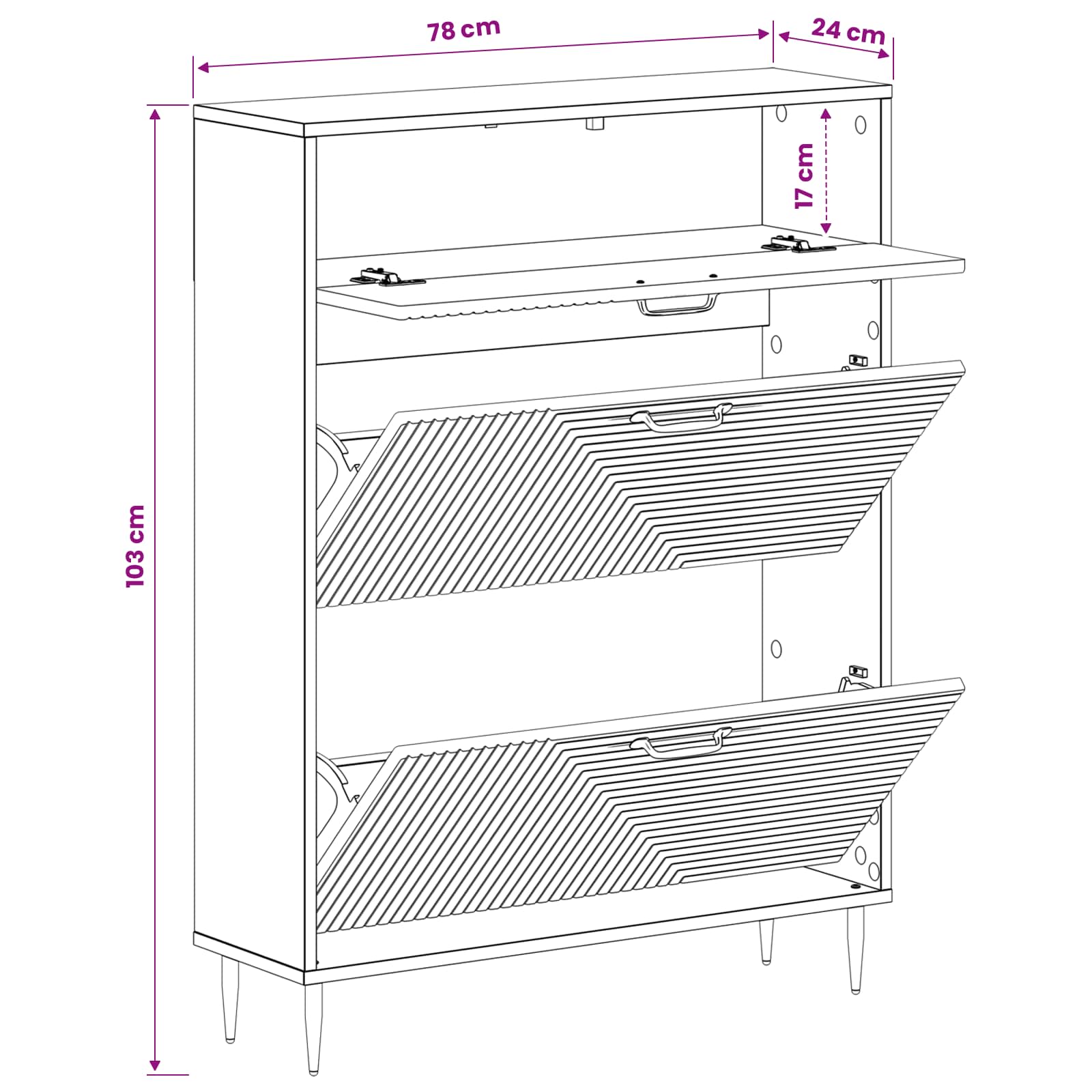 vidaXL Schoenenkast HAARLEM 78 x 24 x 103 cm Bewerkt hout Wit