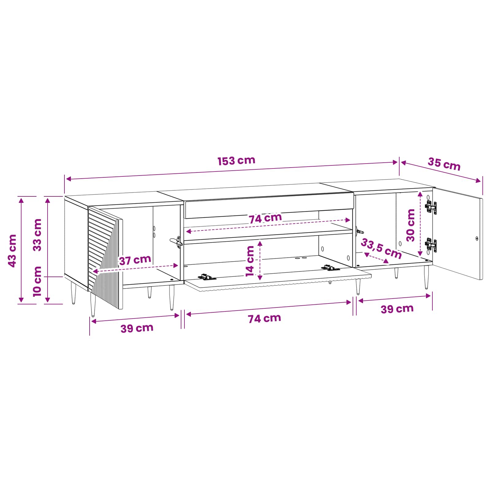 vidaXL LED tv-meubel Wit Bewerkt hout