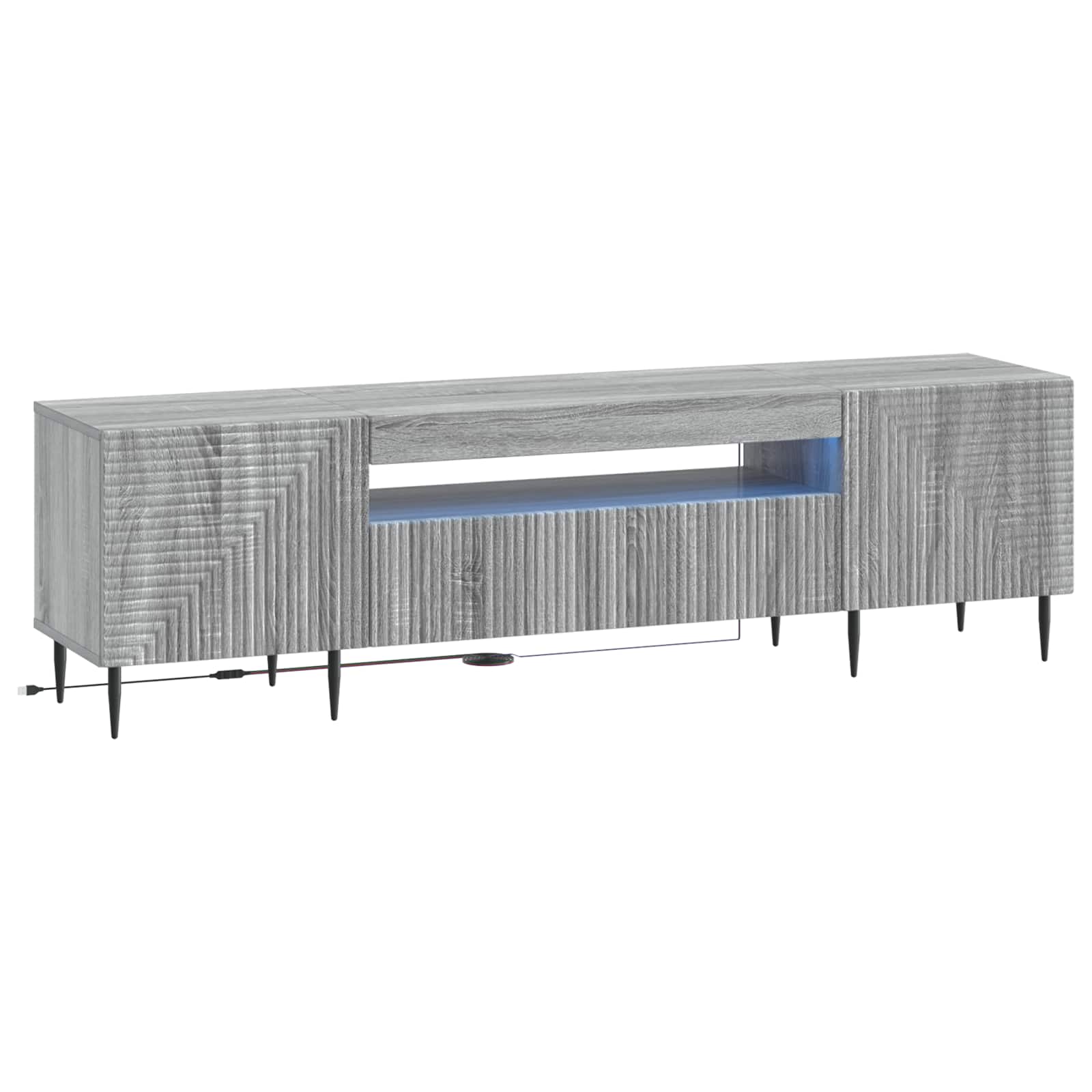 vidaXL LED tv-meubel Wit Bewerkt hout