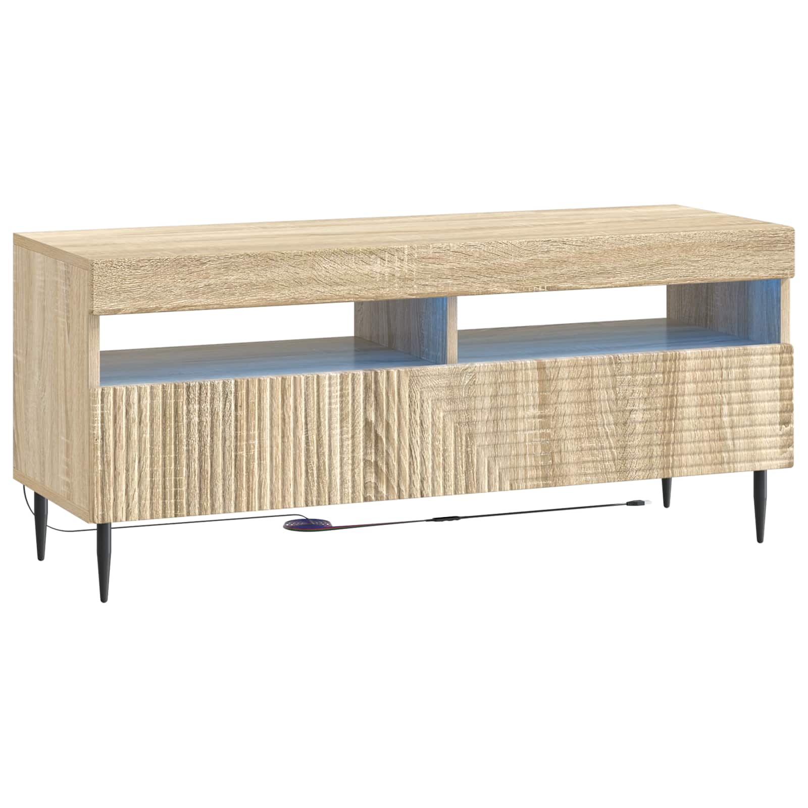 vidaXL LED tv-meubel Wit Bewerkt hout