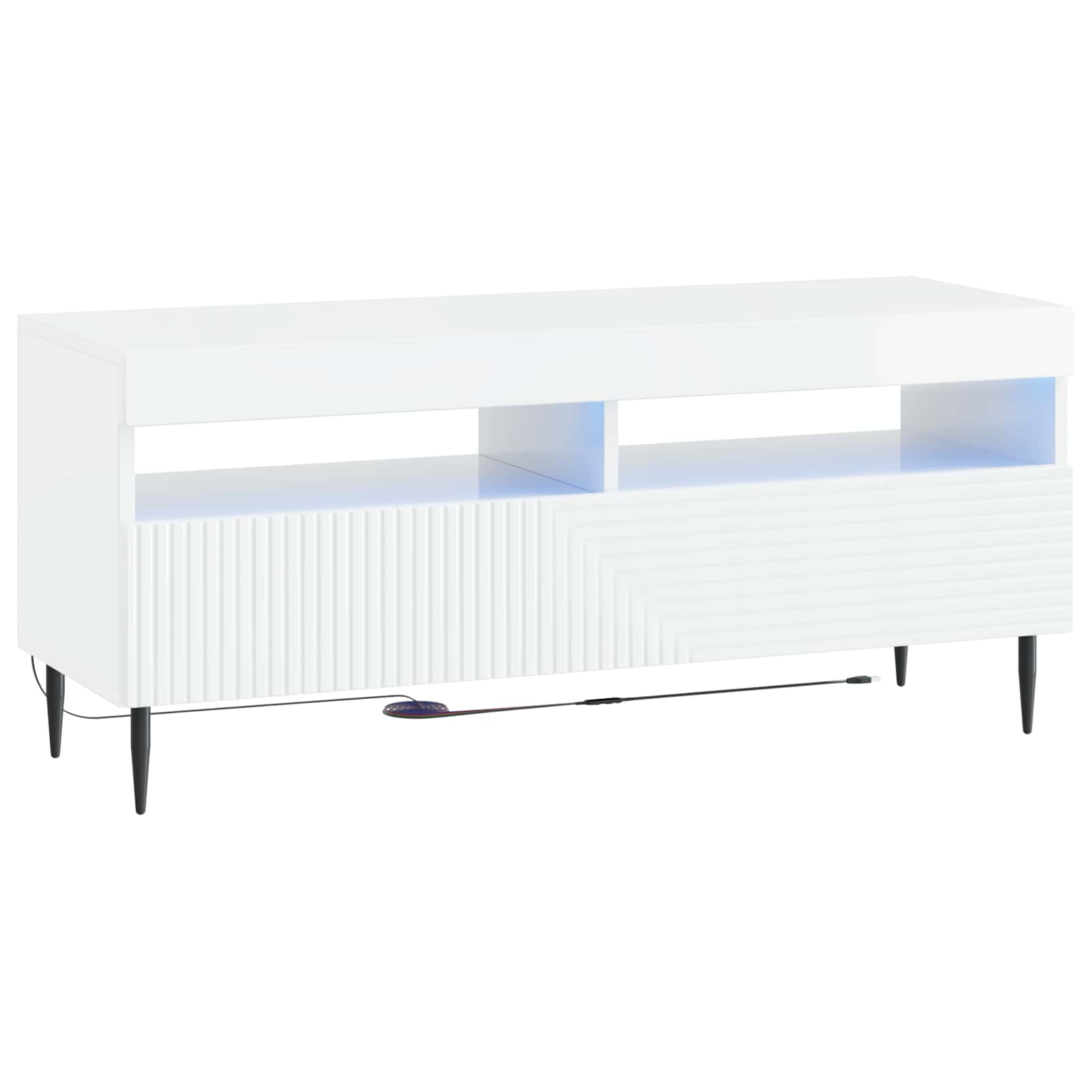 vidaXL LED tv-meubel Wit Bewerkt hout