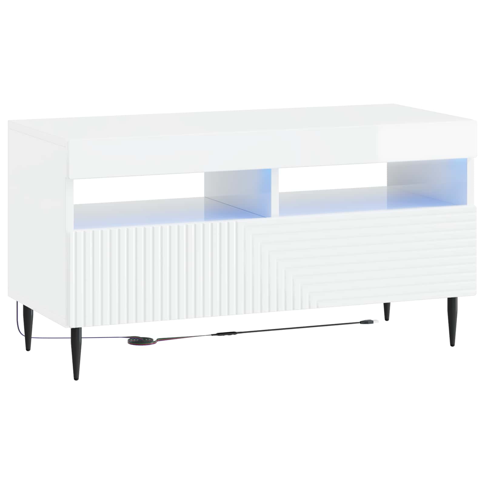 vidaXL LED tv-meubel Wit Bewerkt hout