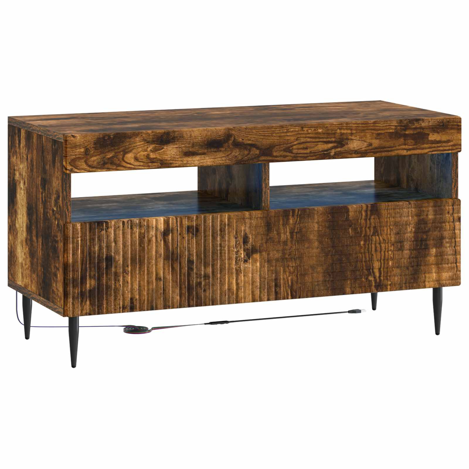 vidaXL LED tv-meubel Wit Bewerkt hout