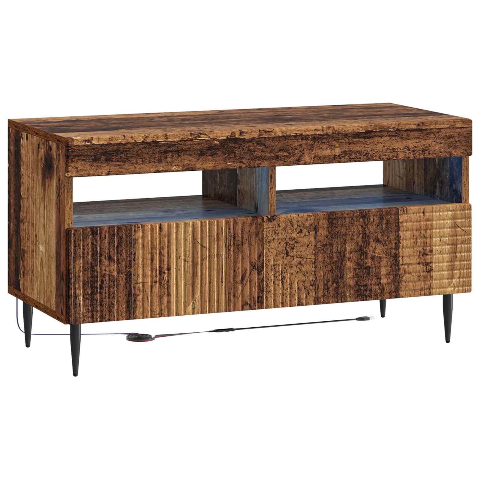 vidaXL LED tv-meubel Wit Bewerkt hout