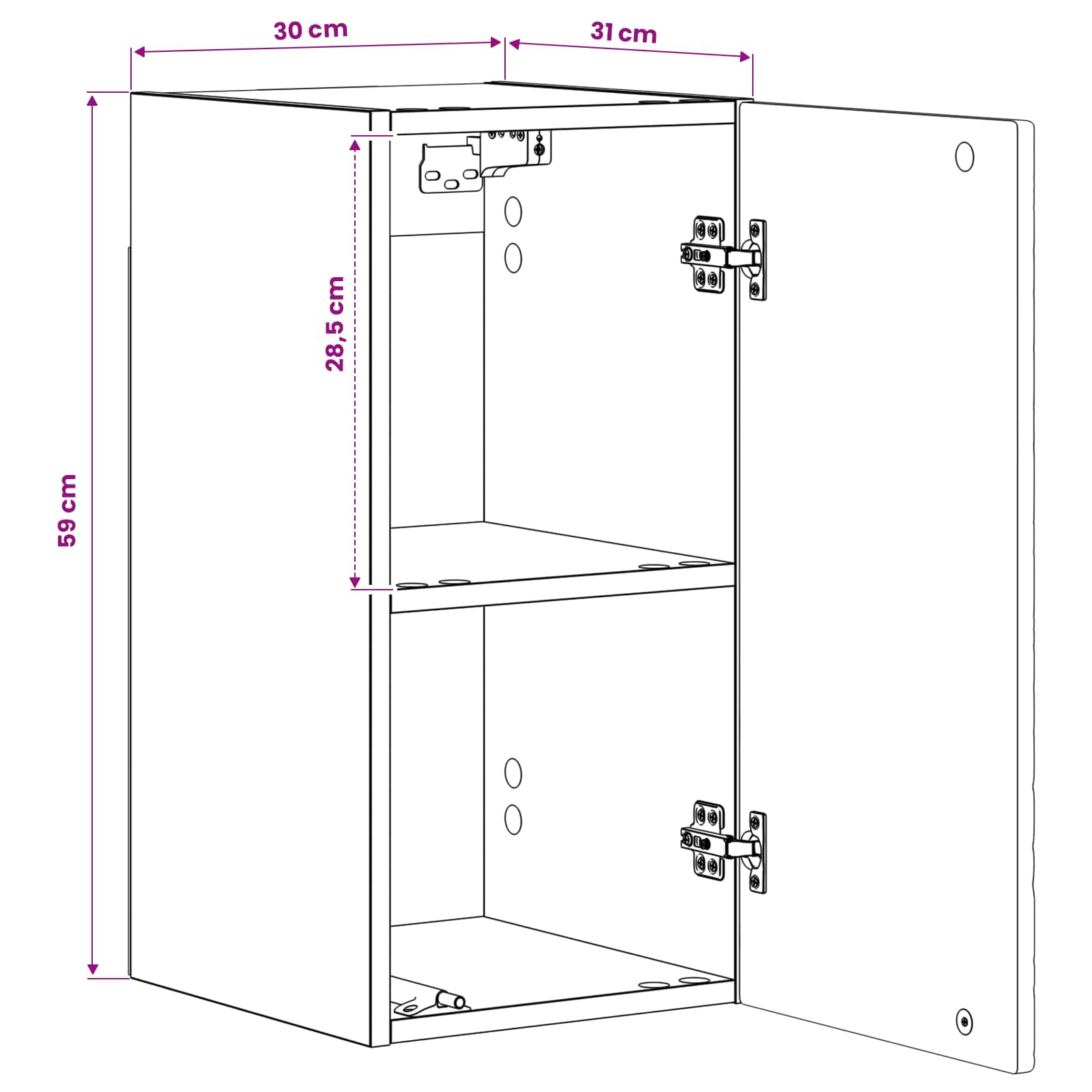 vidaXL Badkamer wandkast DELFT Wit 30 x 31 x 59 cm Bewerkt hout