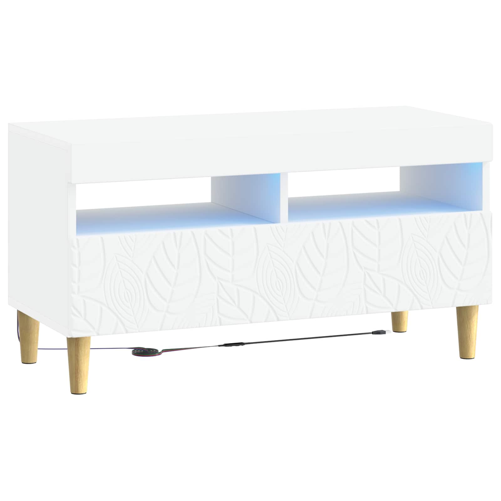 vidaXL LED tv-meubel Wit Bewerkt hout