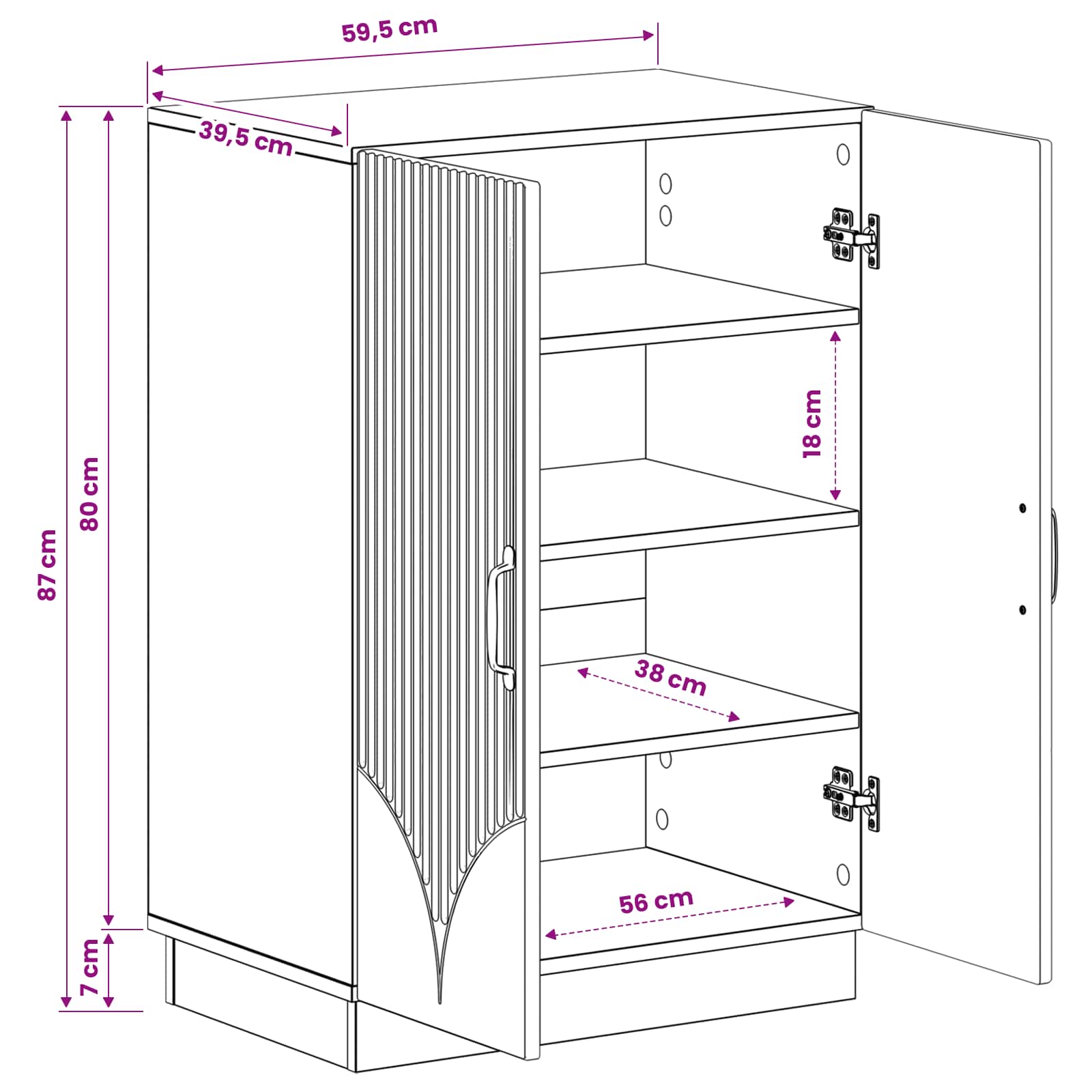 vidaXL Schoenenkast HOORN 59,5 x 39,5 x 87 cm Bewerkt hout Wit
