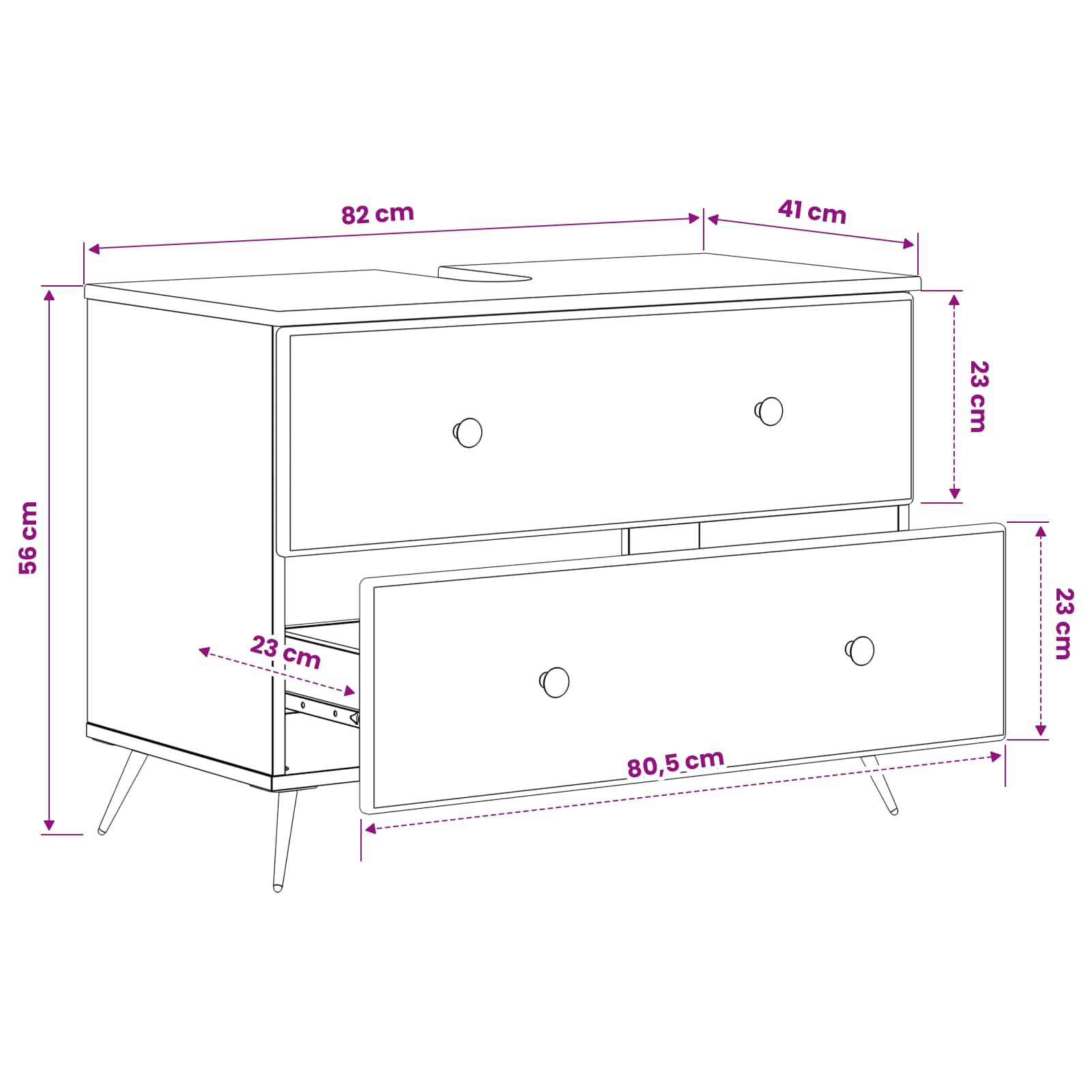 vidaXL Badkamer wastafelkast BREDA Wit 82 x 41 x 59 cm Bewerkt hout