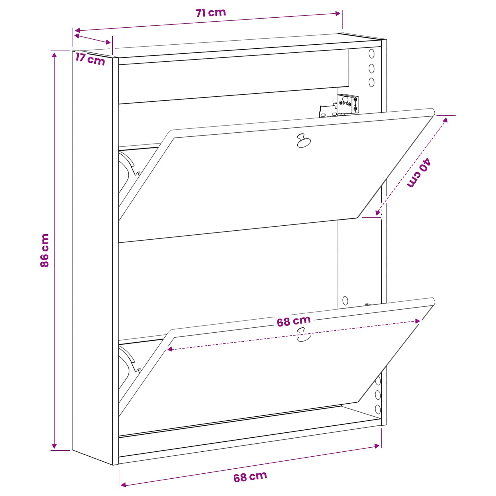vidaXL Wandgemonteerde Schoenkast BREDA 71 x 17 x 86 cm Bewerkt hout