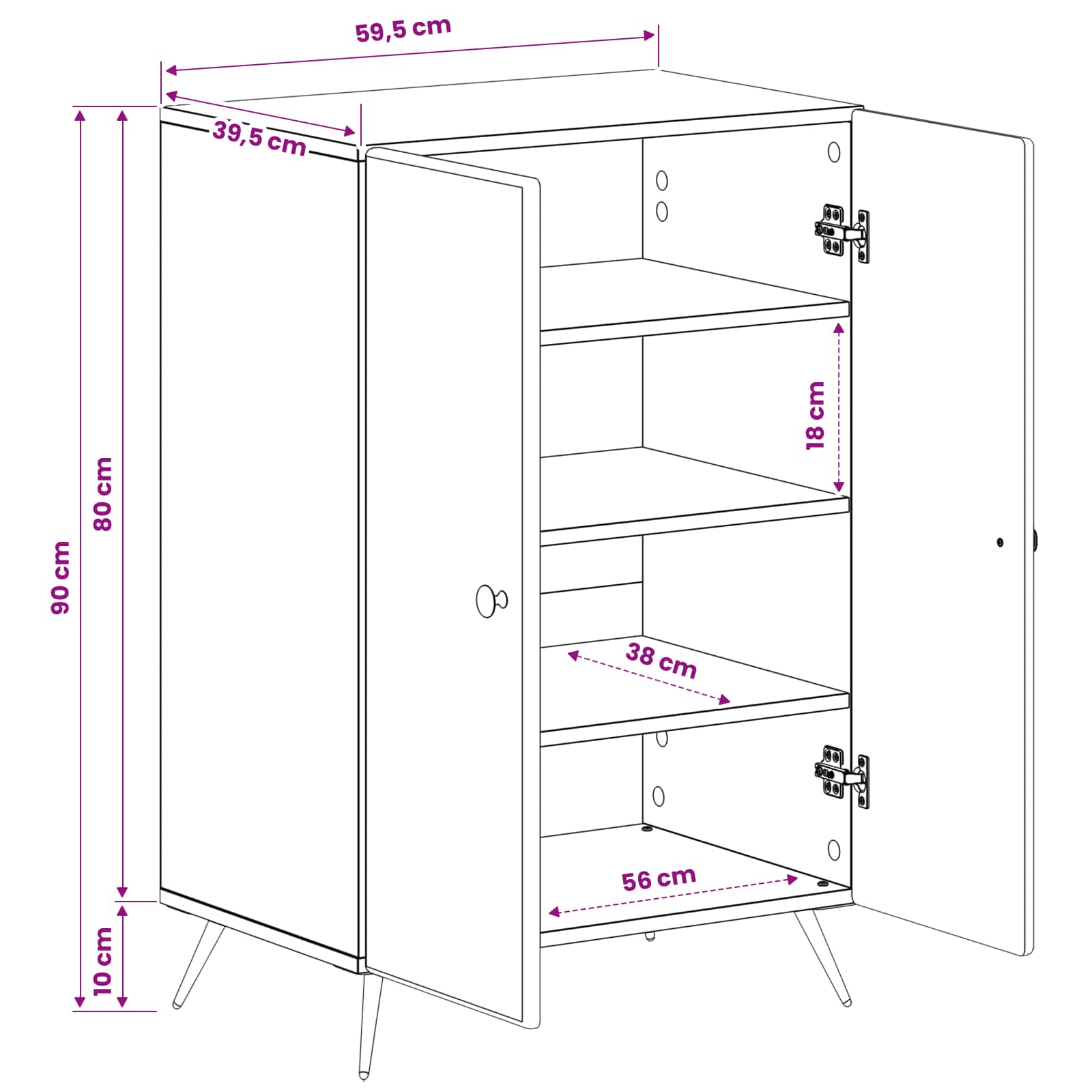 vidaXL Schoenenkast BREDA 59,5 x 39,5 x 90 cm Bewerkt hout Wit