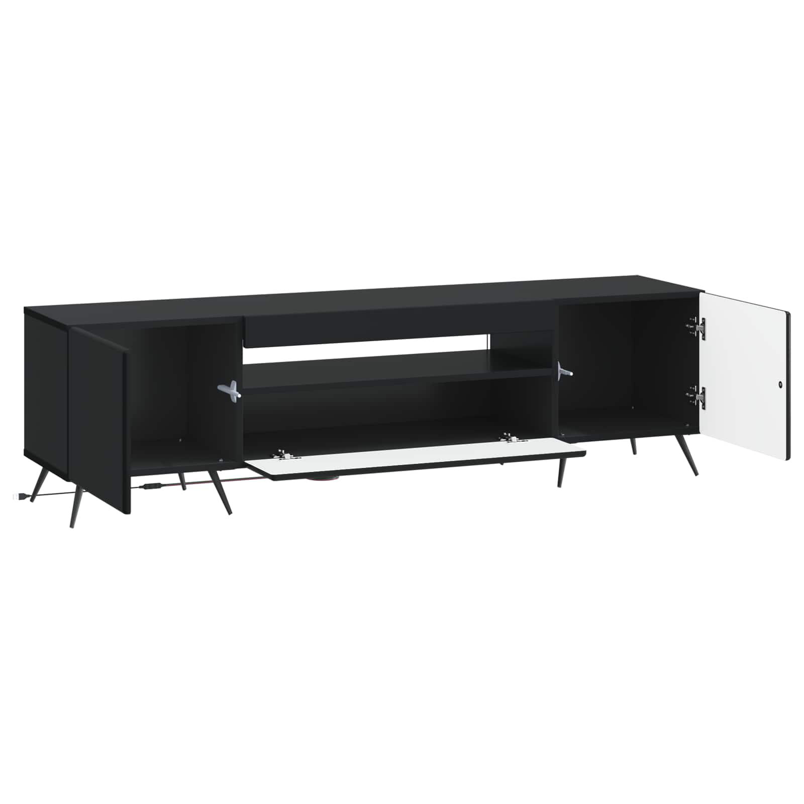 vidaXL LED tv-meubel Wit Bewerkt hout