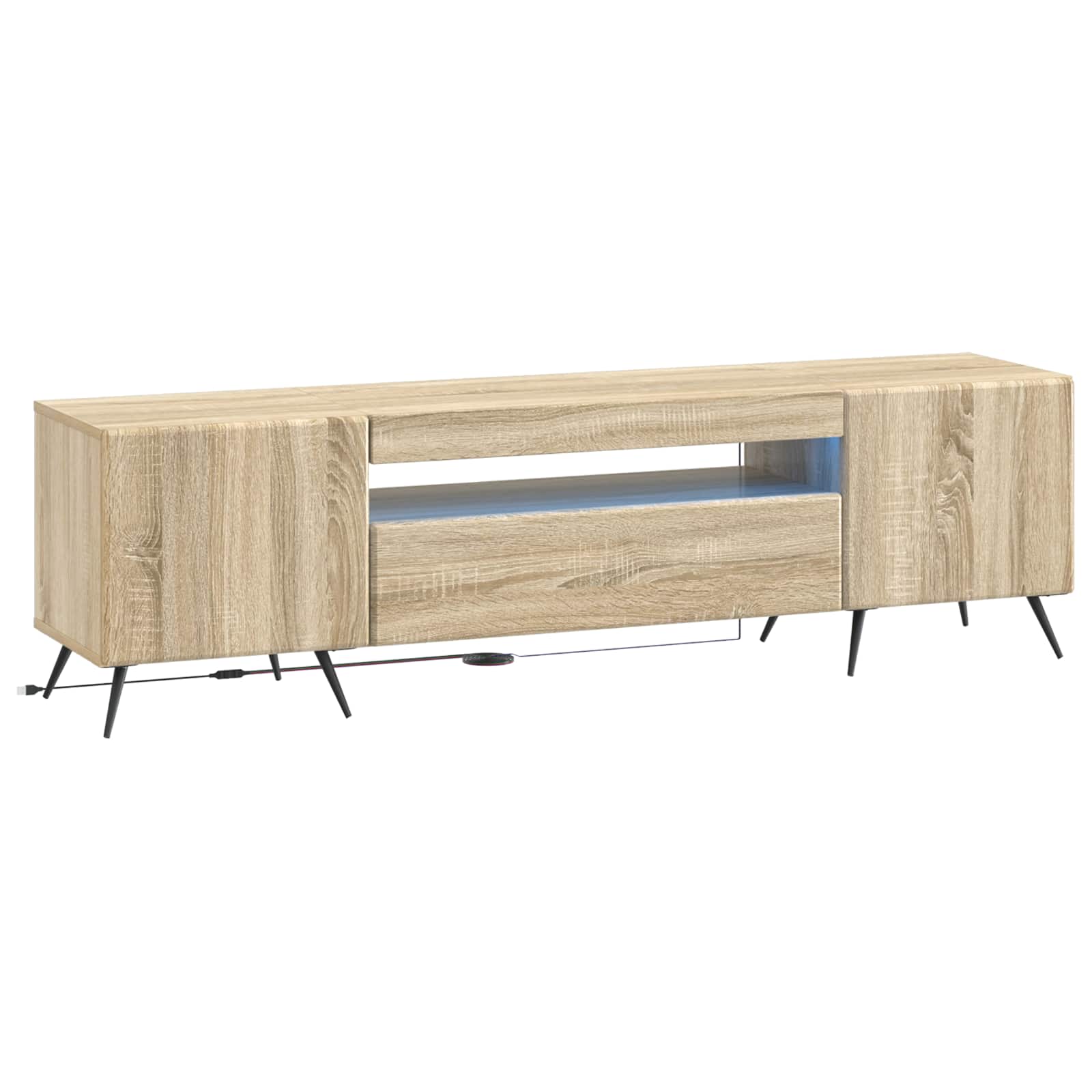 vidaXL LED tv-meubel Wit Bewerkt hout