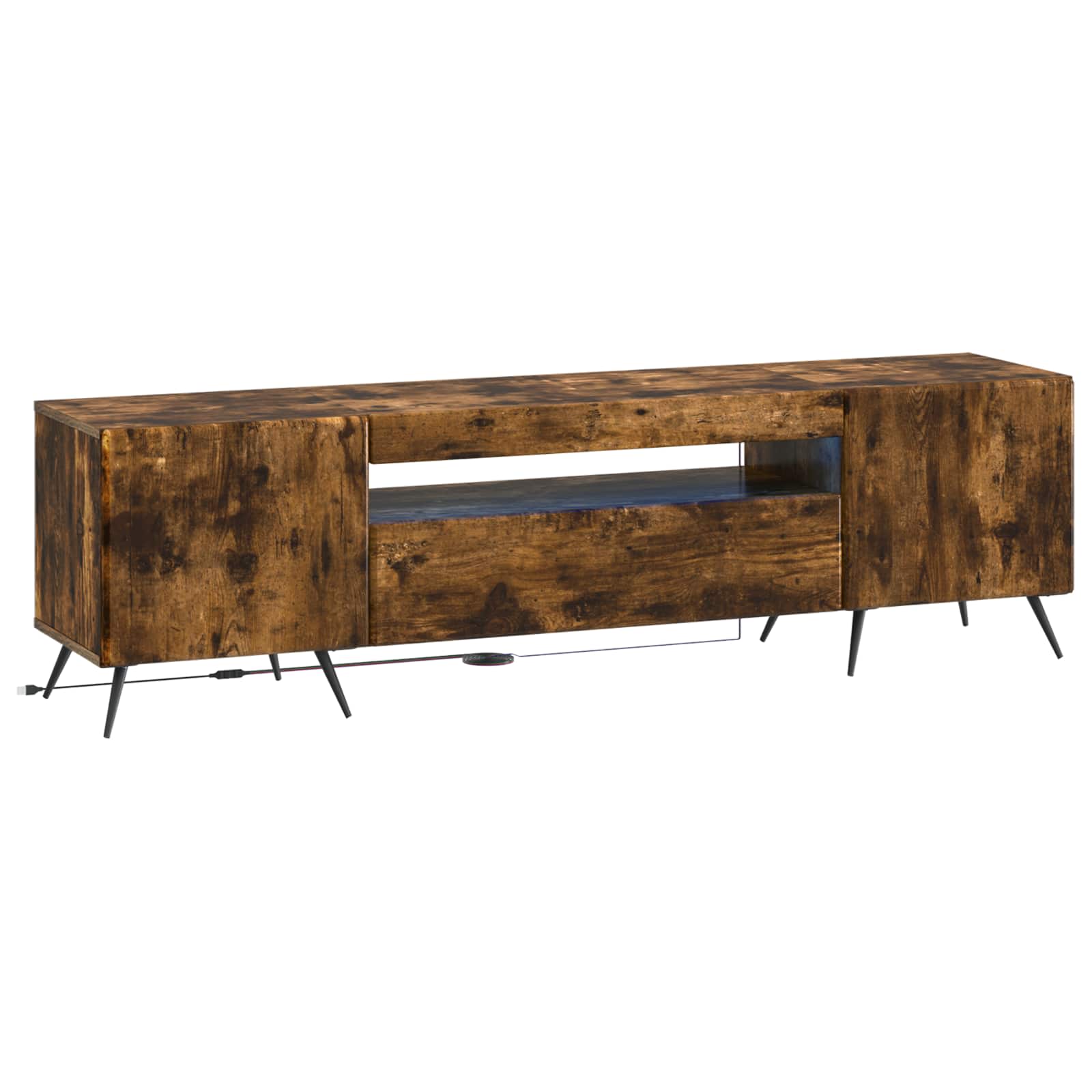 vidaXL LED tv-meubel Wit Bewerkt hout