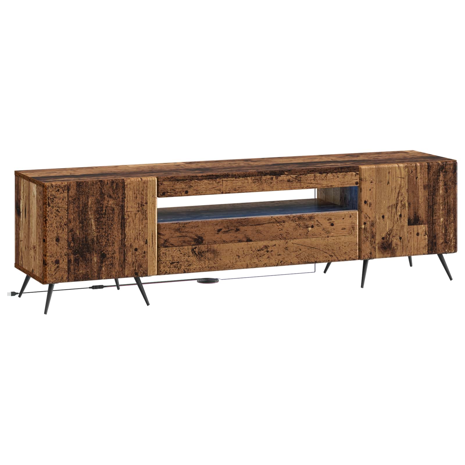 vidaXL LED tv-meubel Wit Bewerkt hout